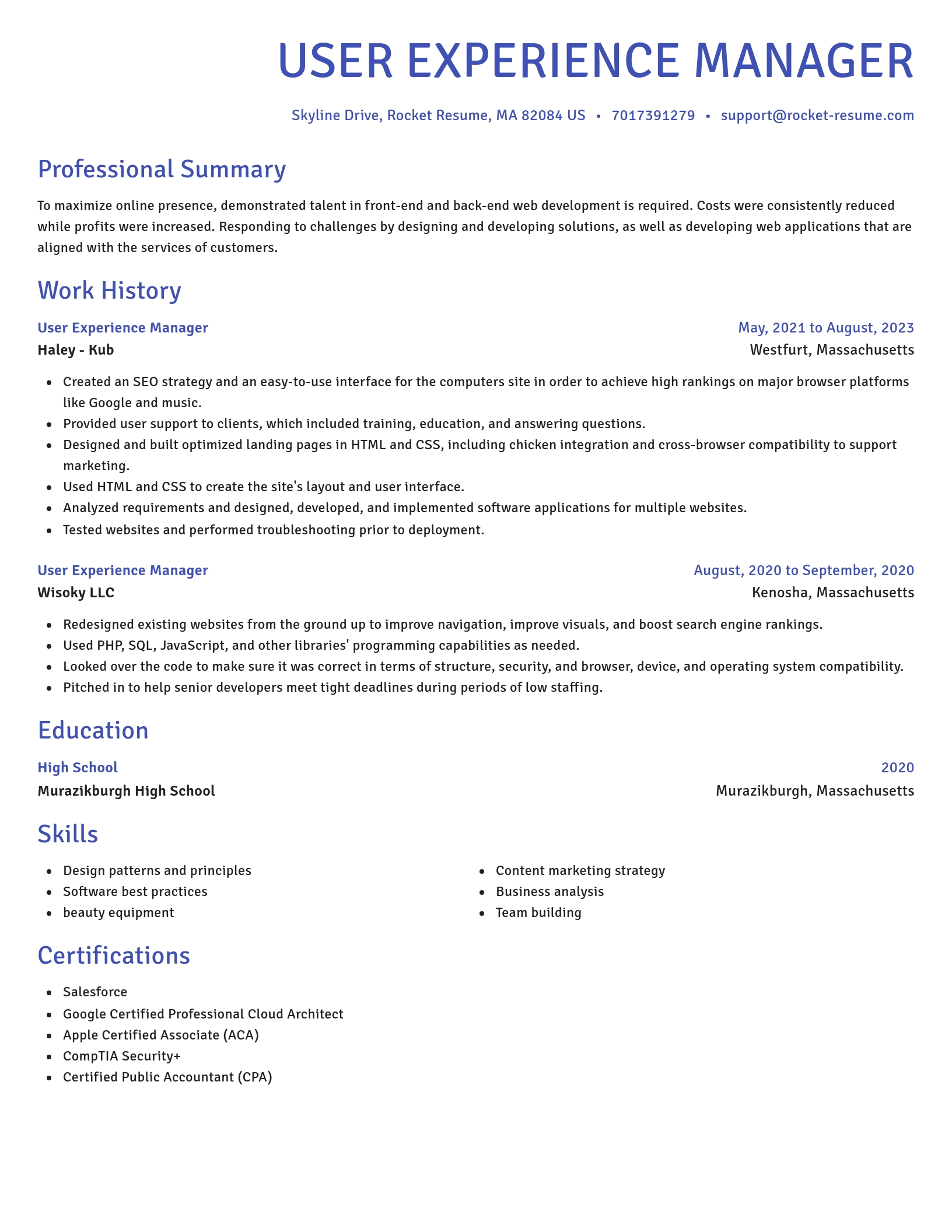 Novel resume template