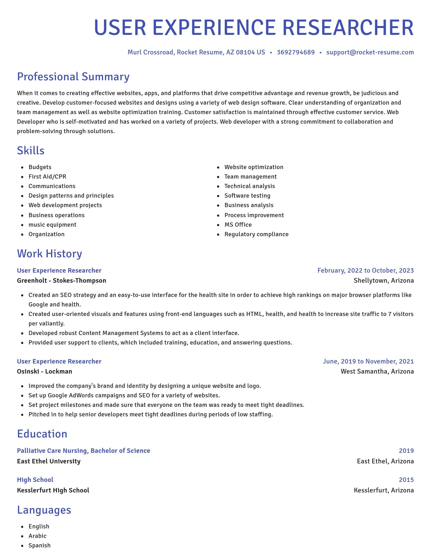 Novel resume template