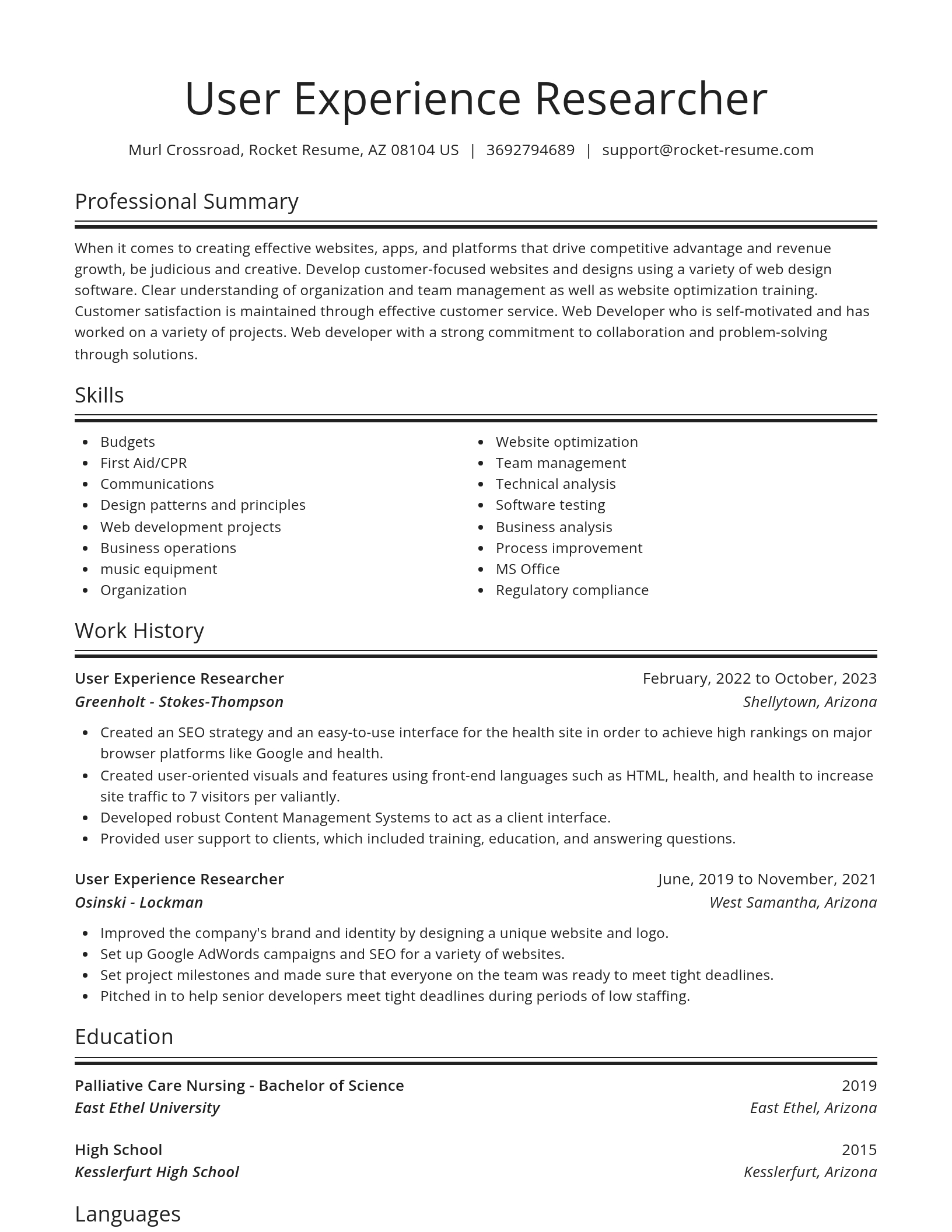 Spotlight resume template