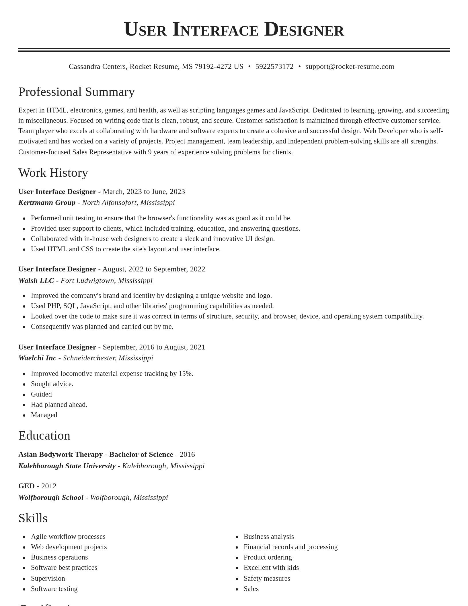 Classic resume template