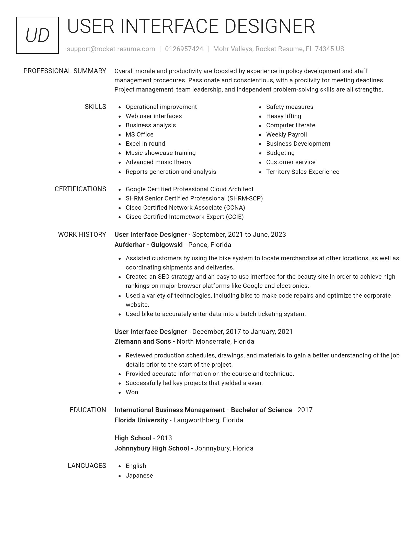 Renowned resume template