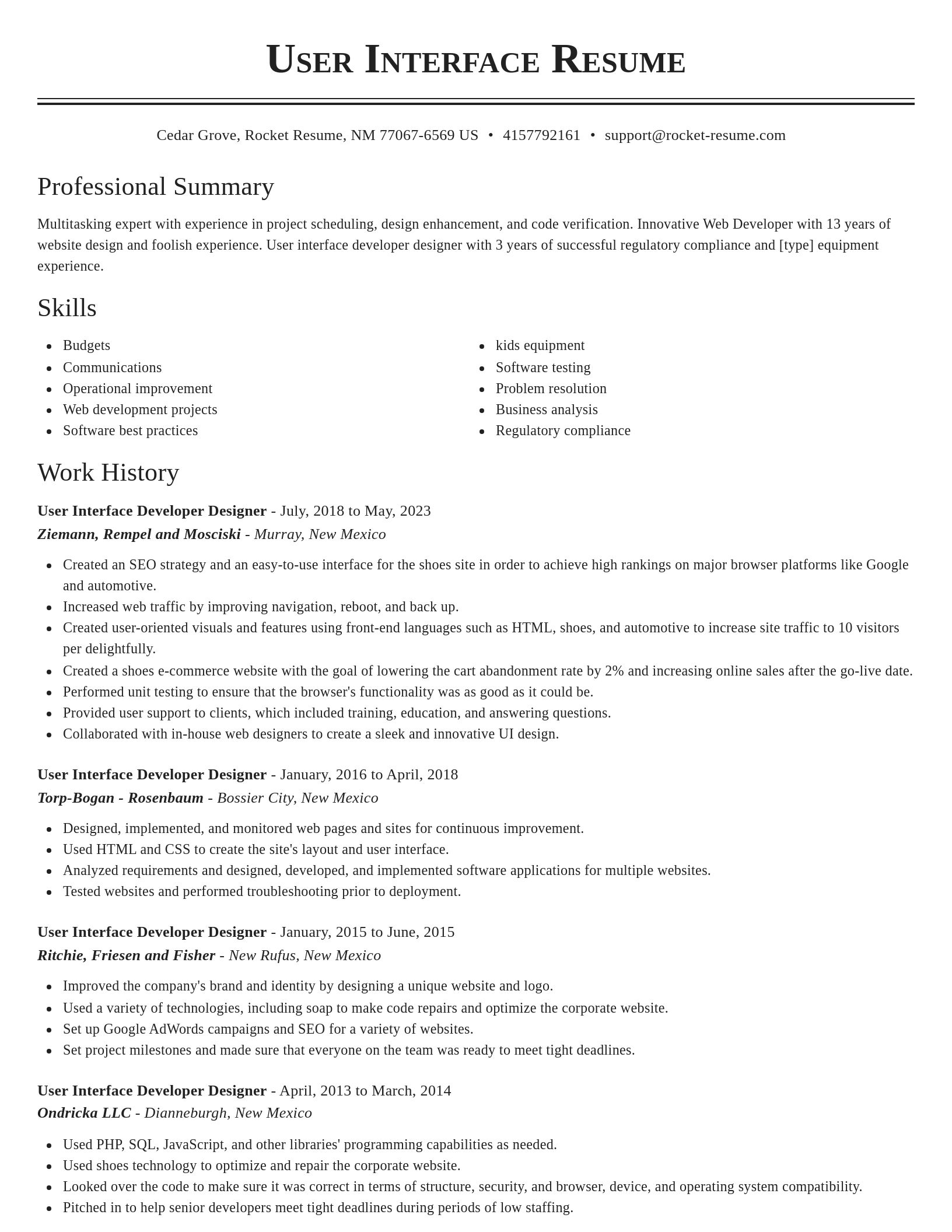 Classic resume template