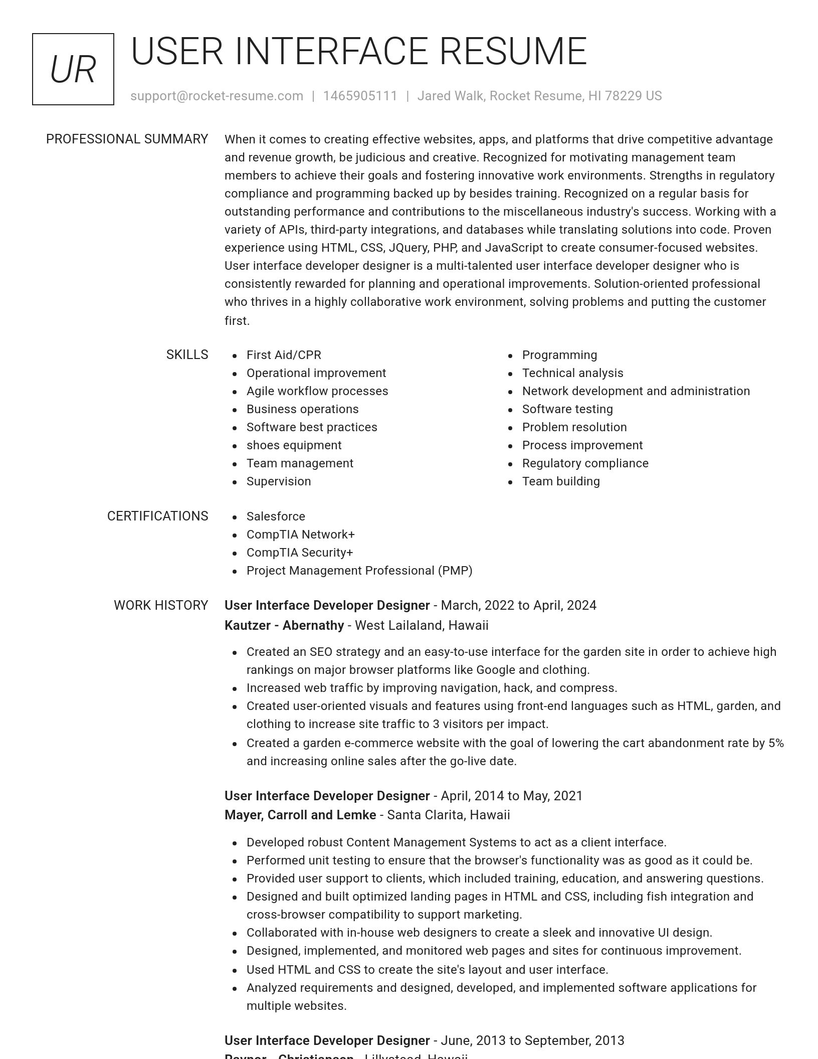 Renowned resume template