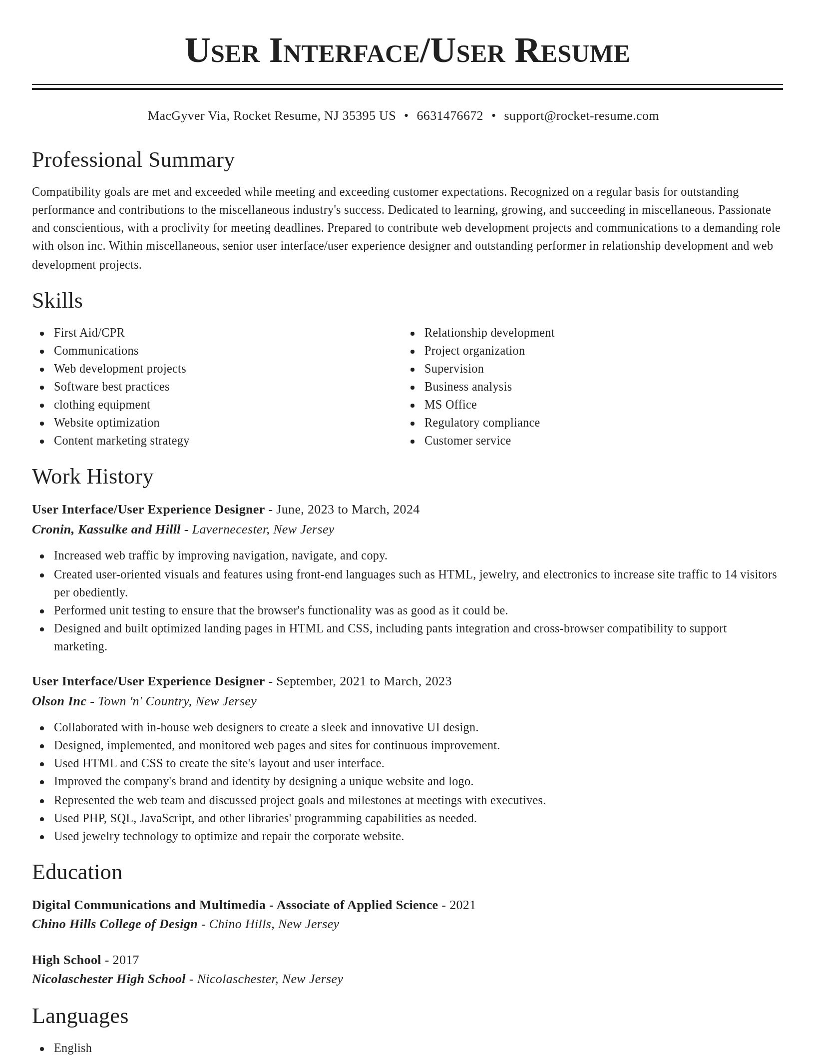 Classic resume template