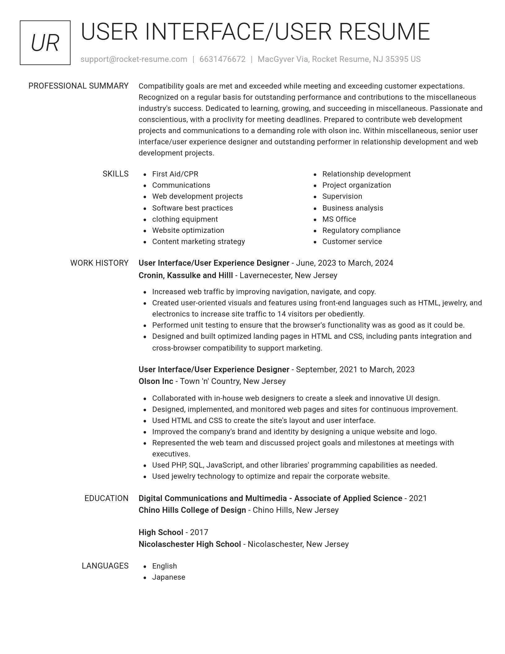 Renowned resume template