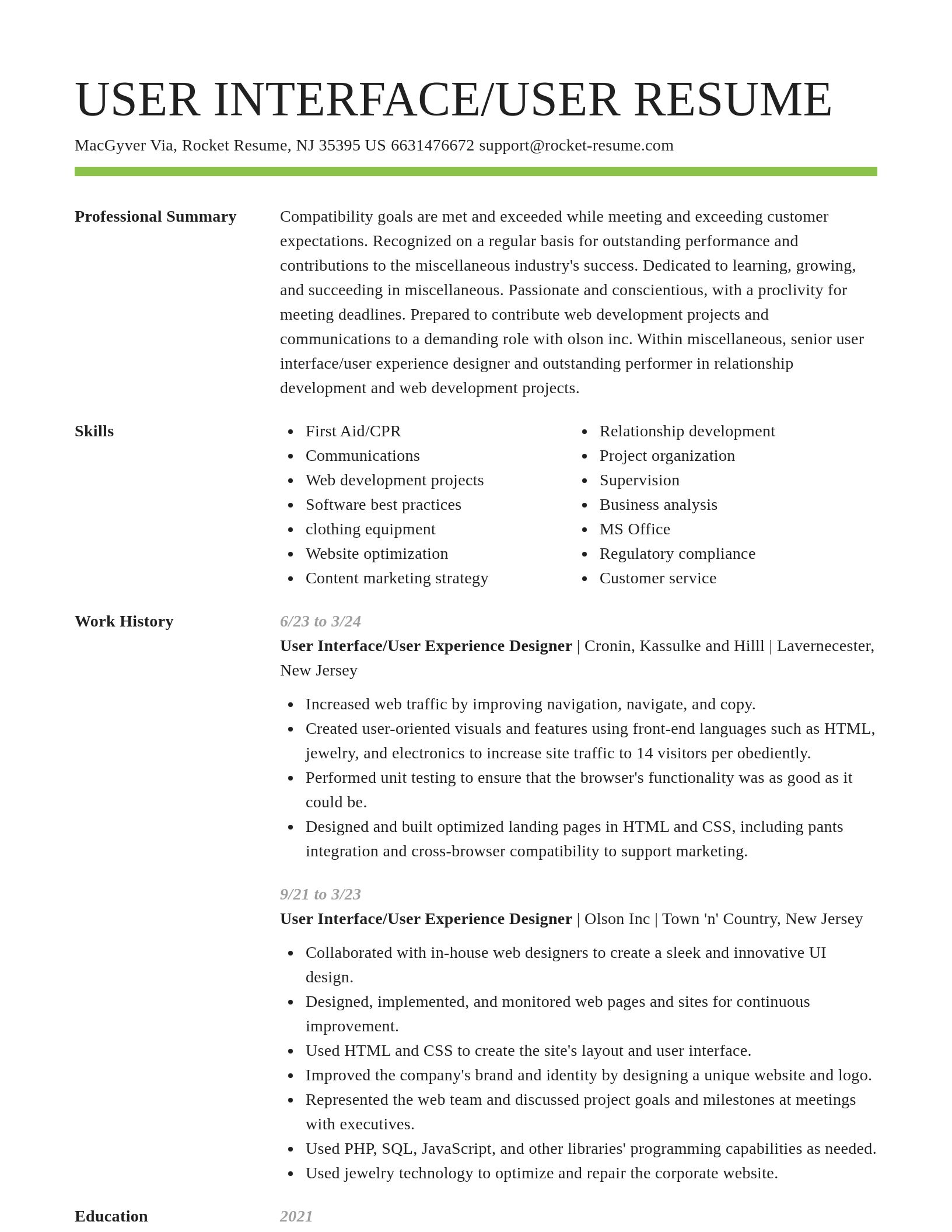 Smart resume template
