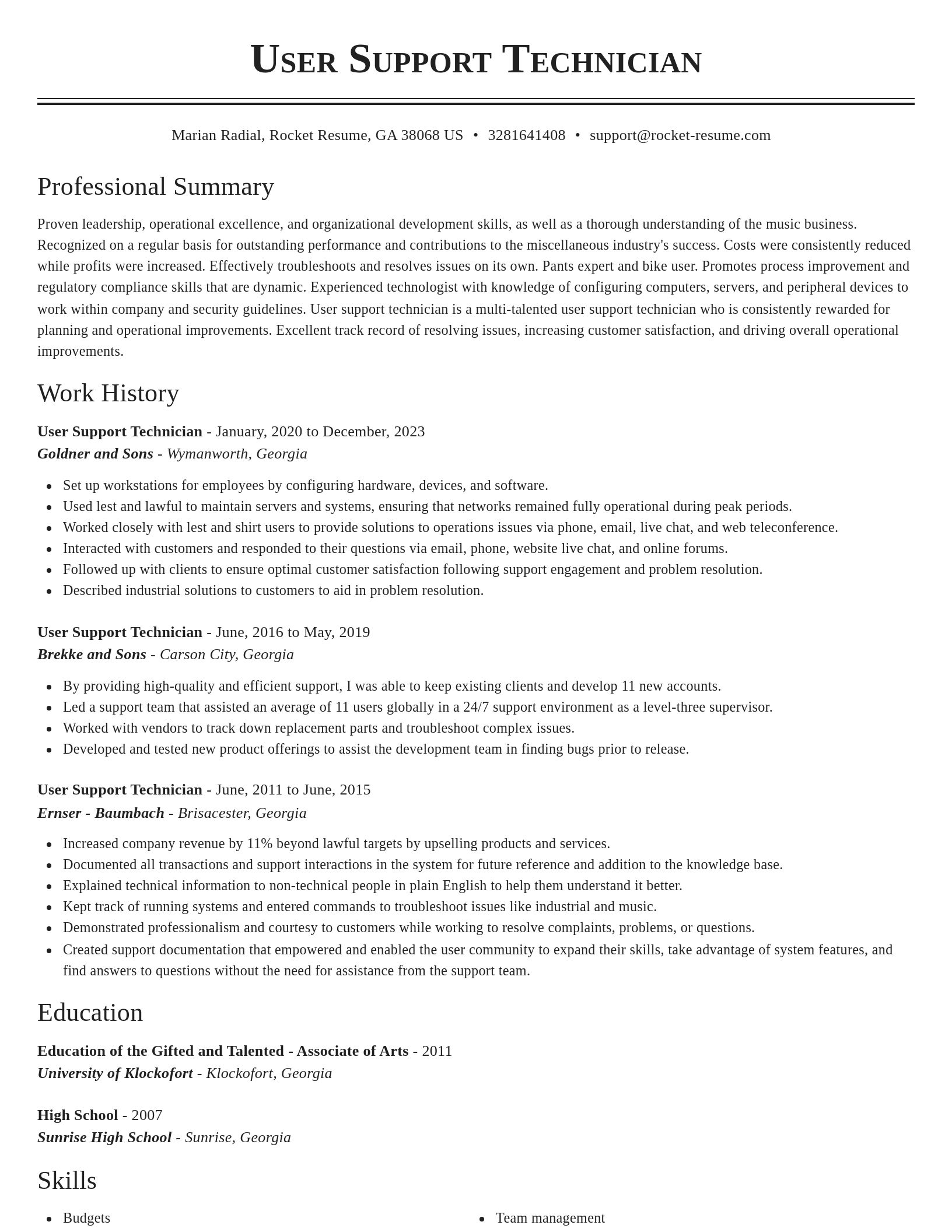 Classic resume template