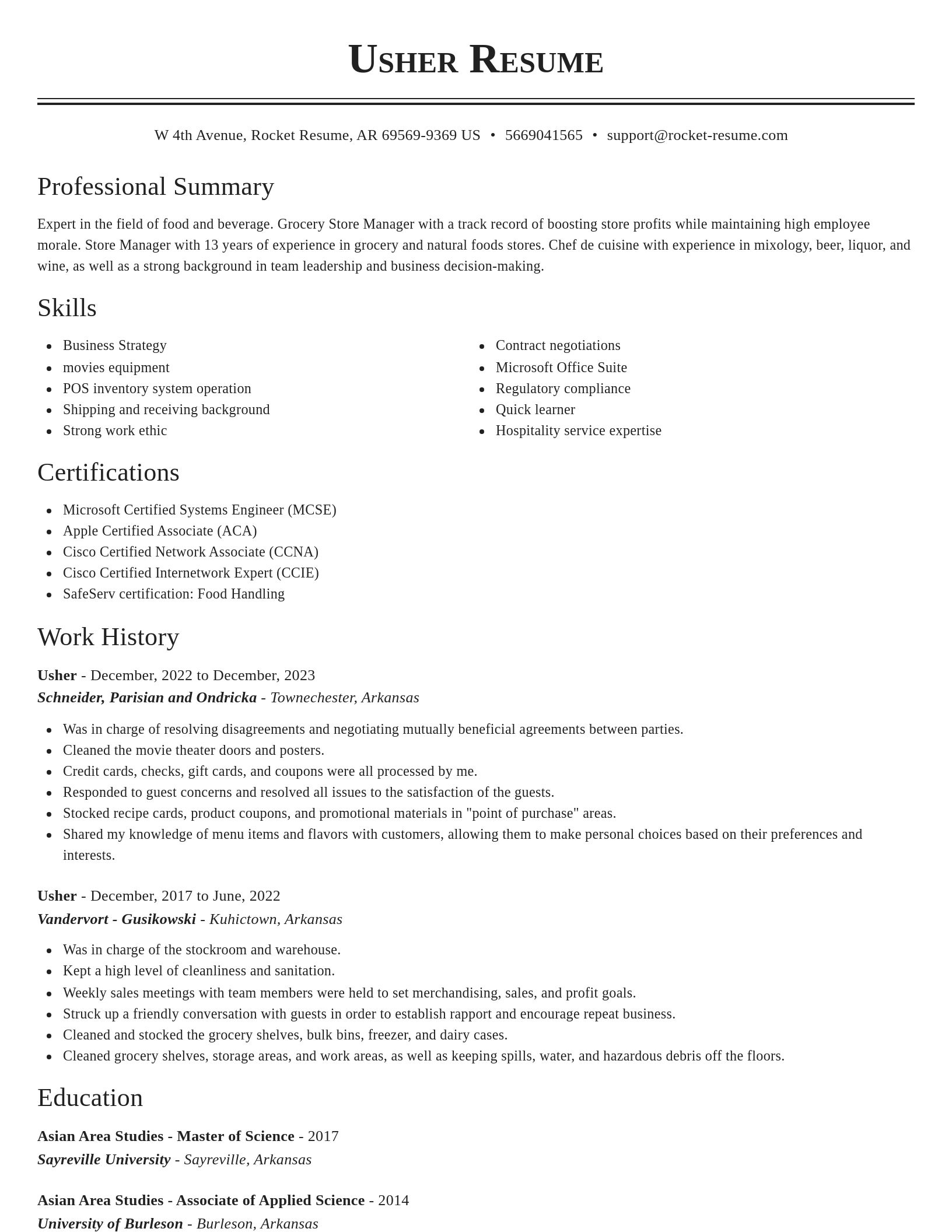 Classic resume template