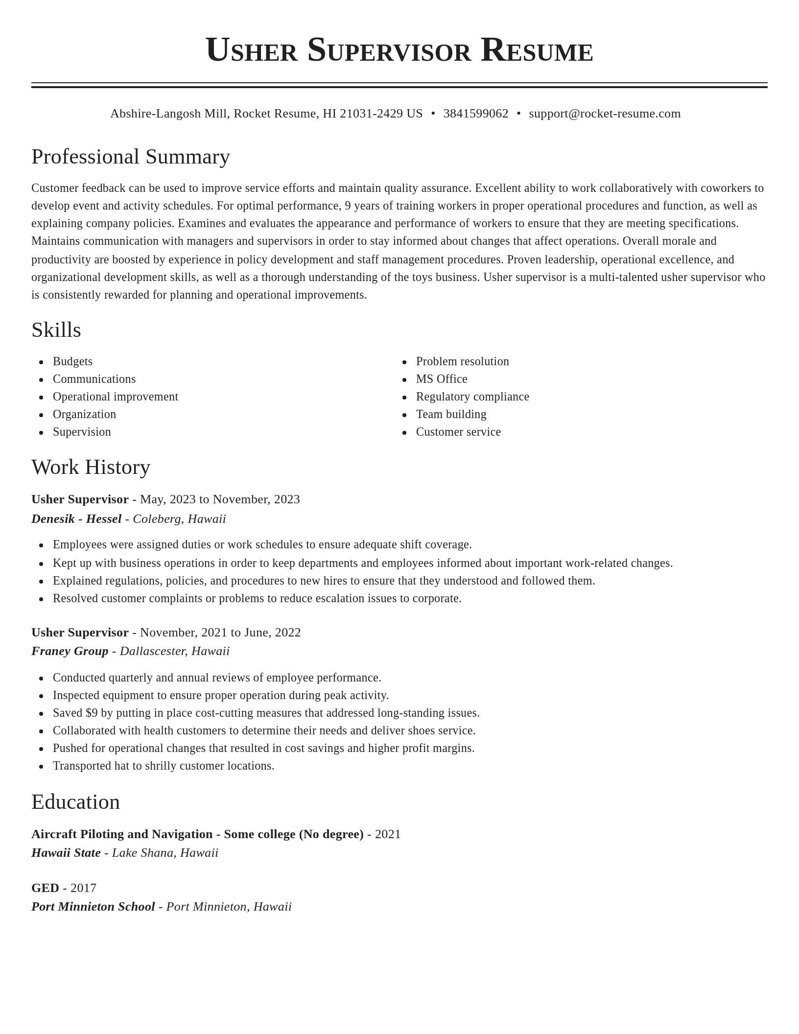 Classic resume template