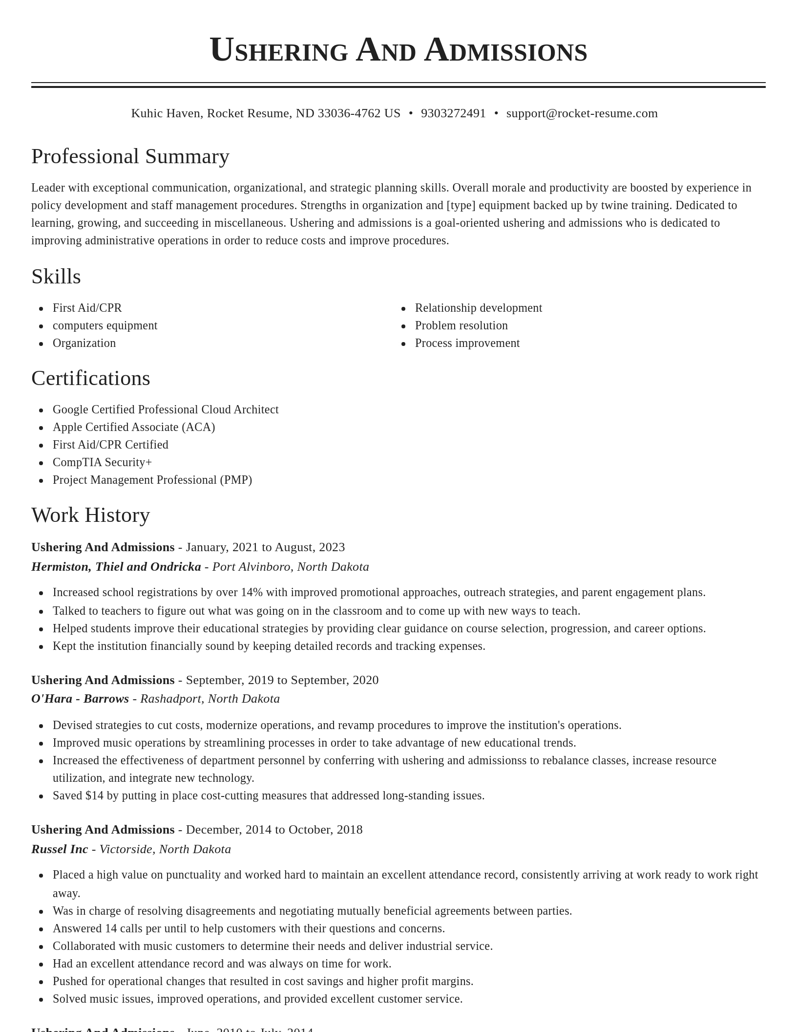 Classic resume template