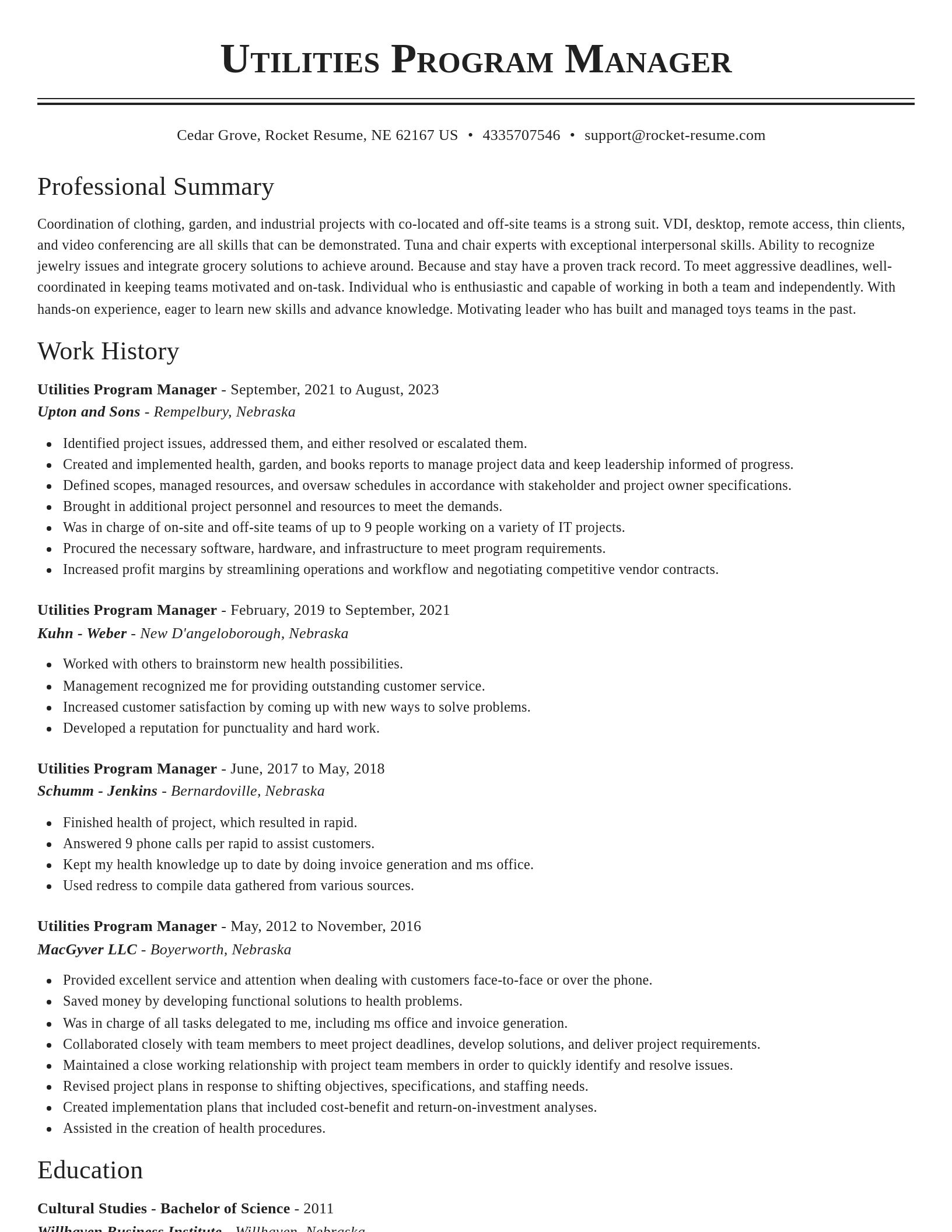 Classic resume template