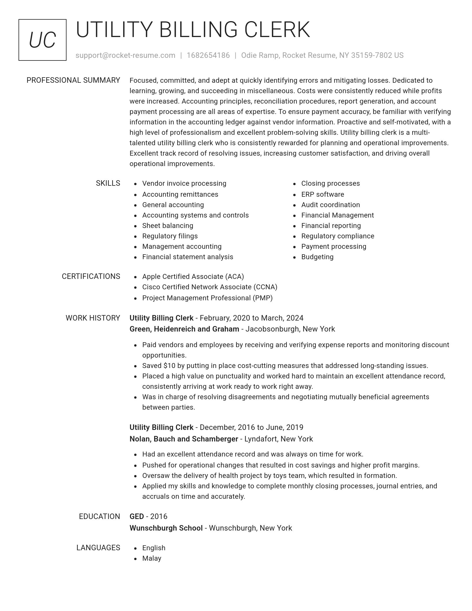 Renowned resume template
