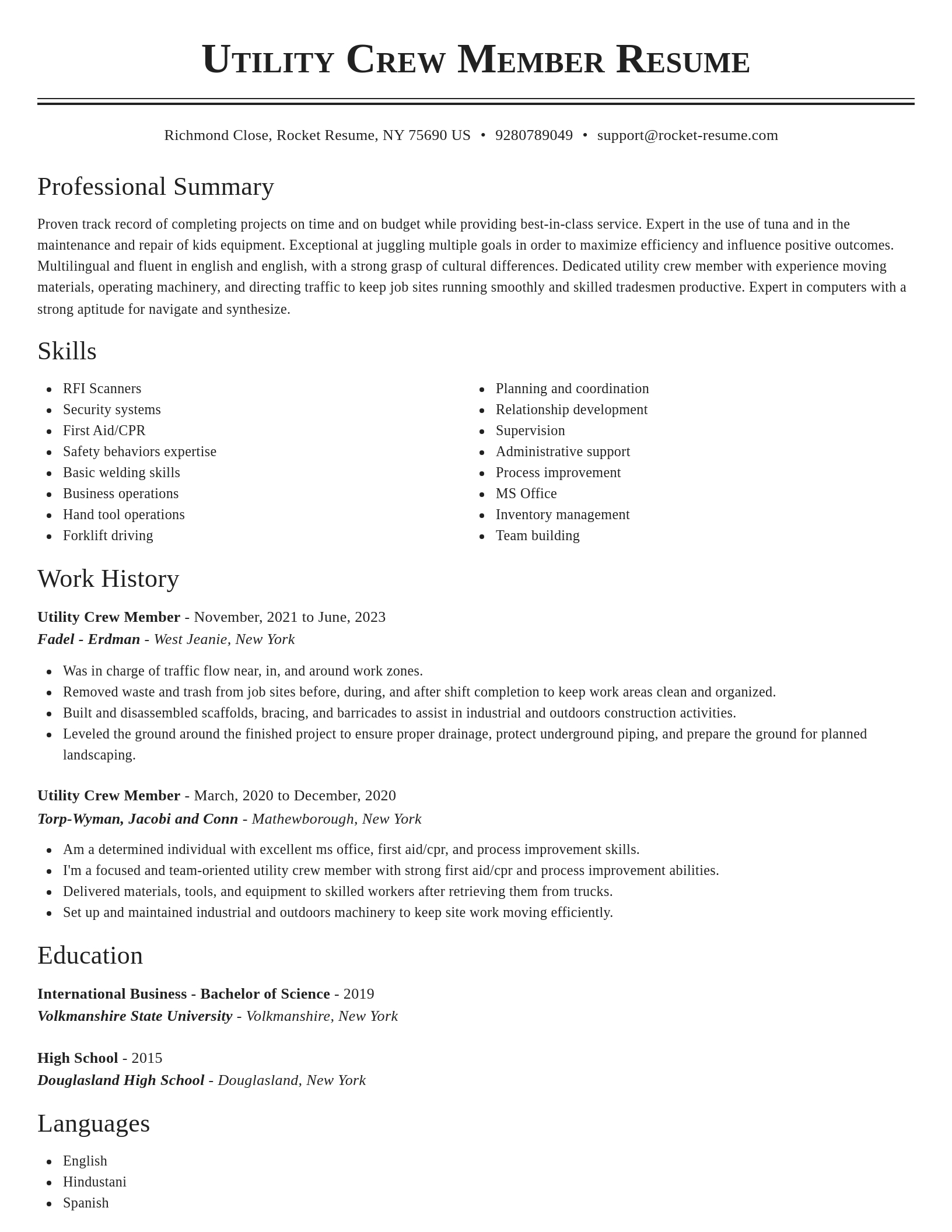 Classic resume template