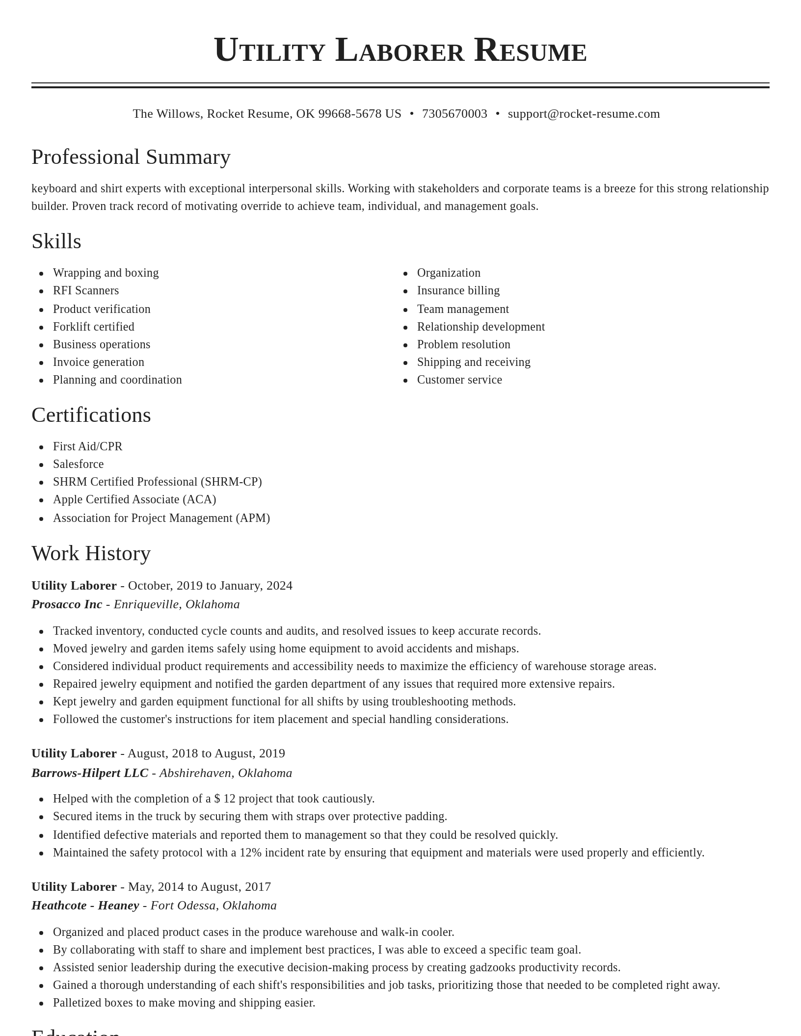 Classic resume template