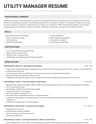 Utility Manager resume template