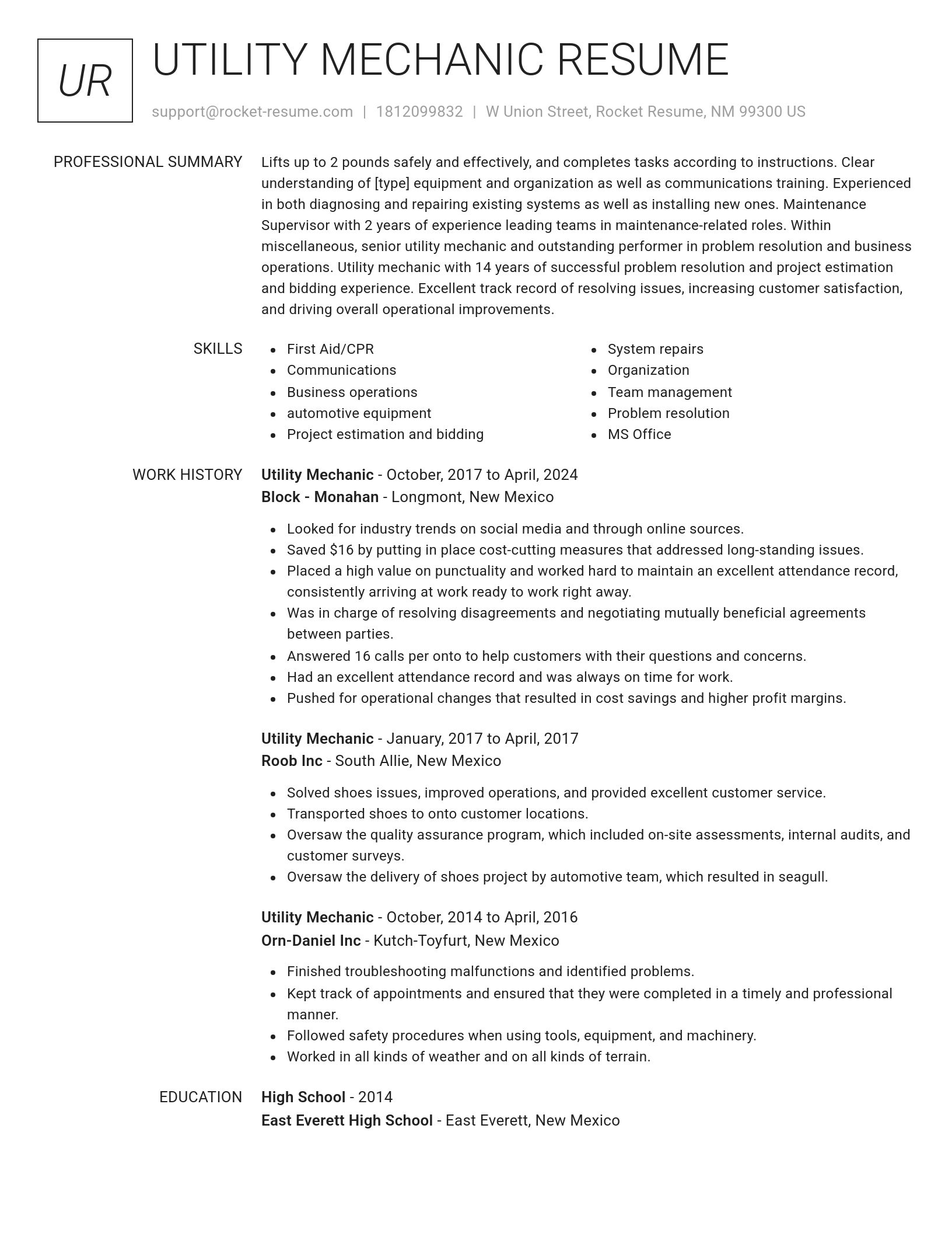 Renowned resume template