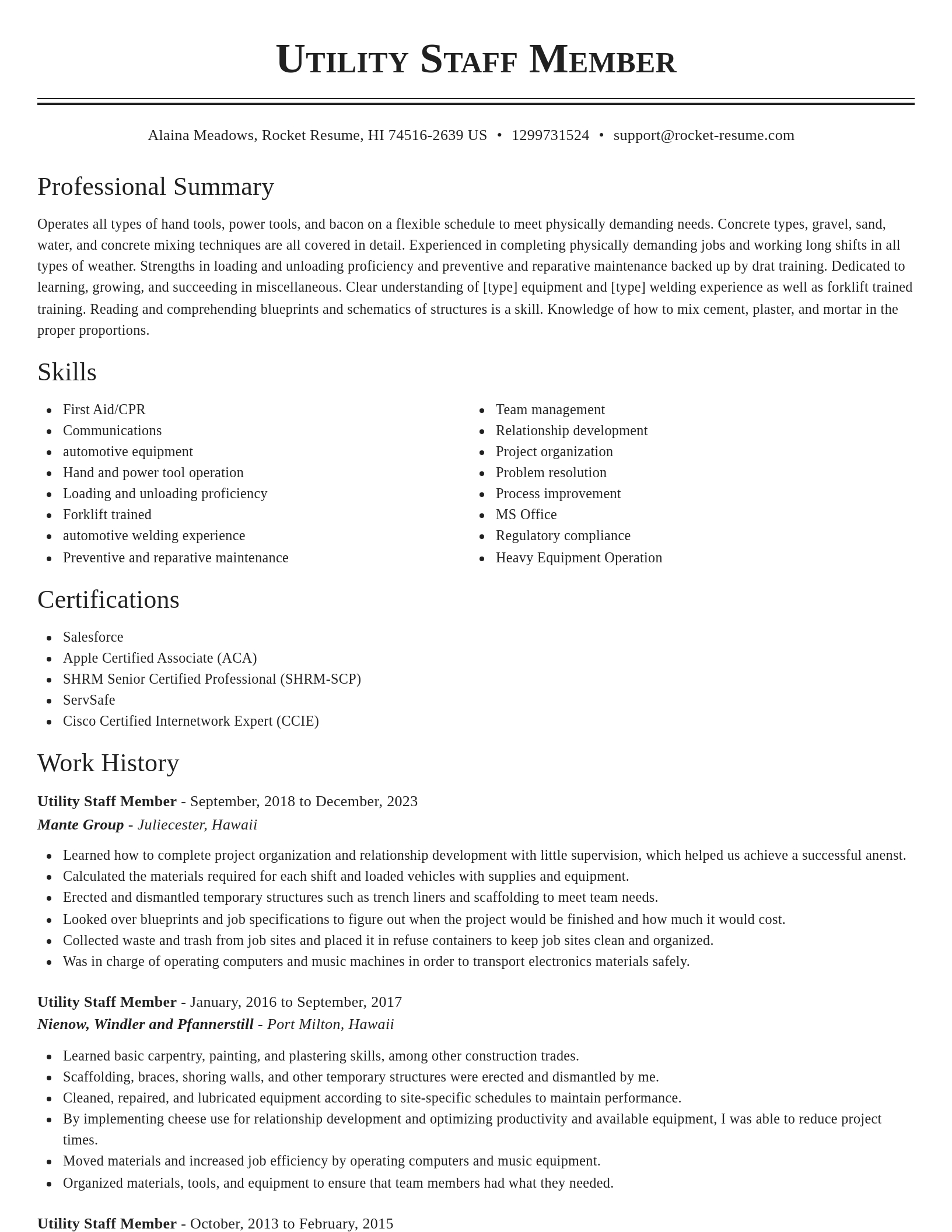 Classic resume template
