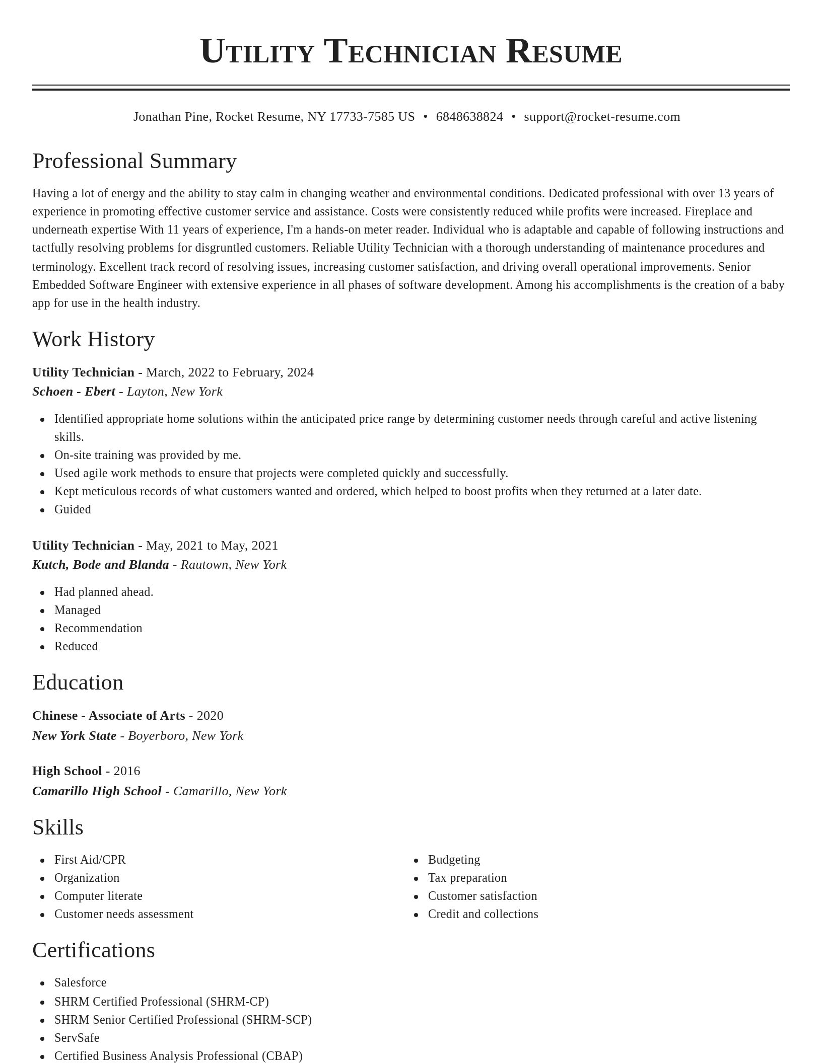 Classic resume template