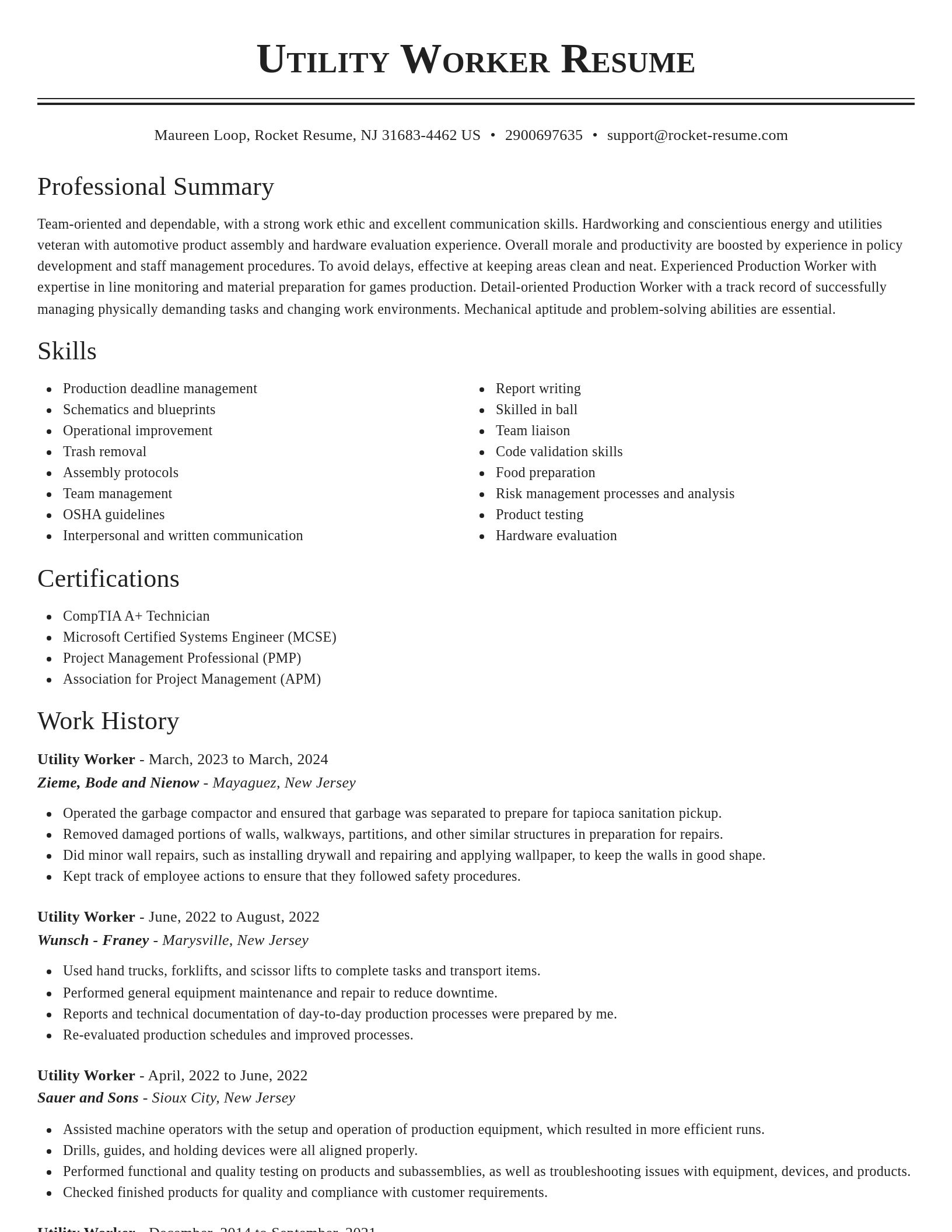 Classic resume template