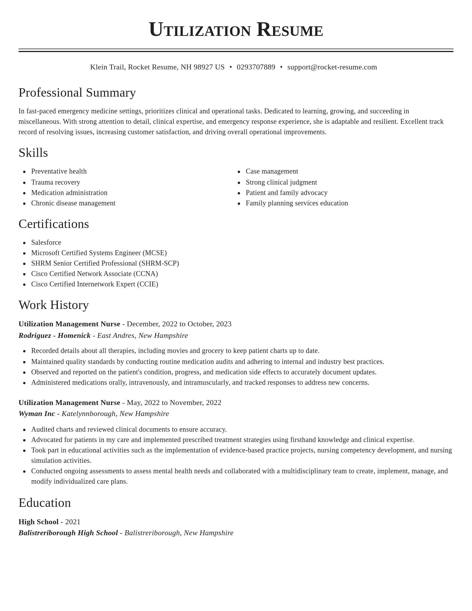 Classic resume template