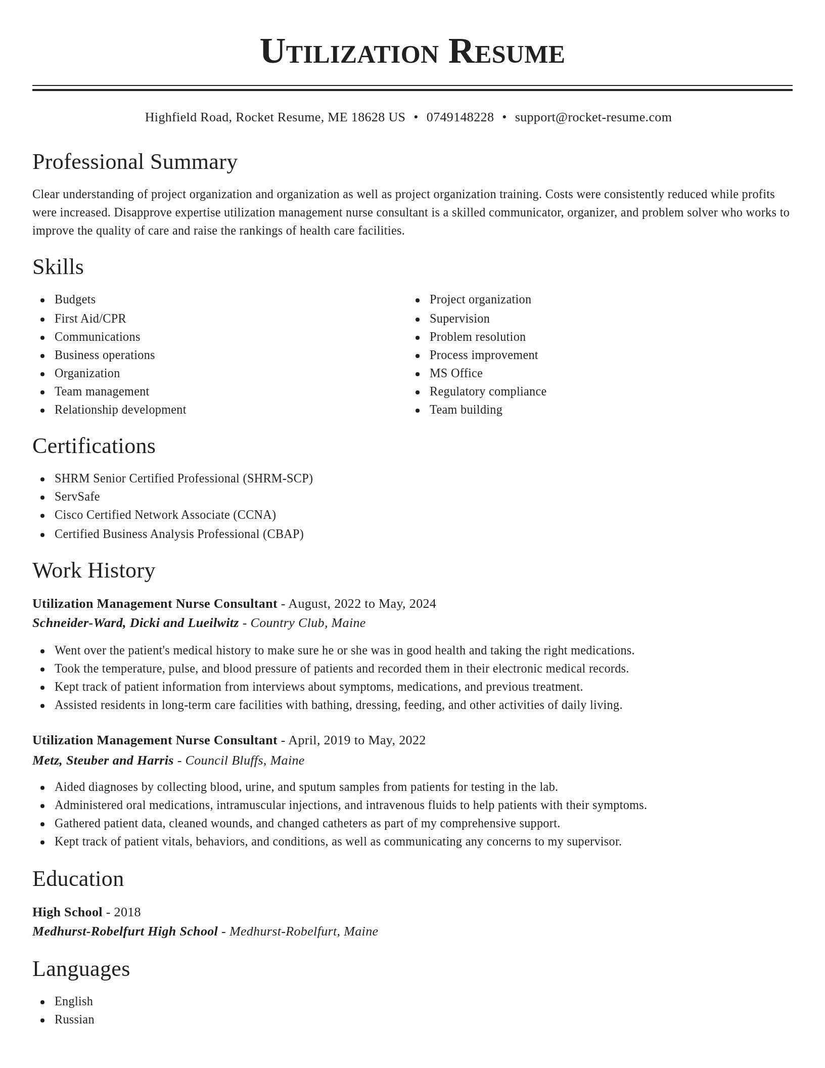 Classic resume template