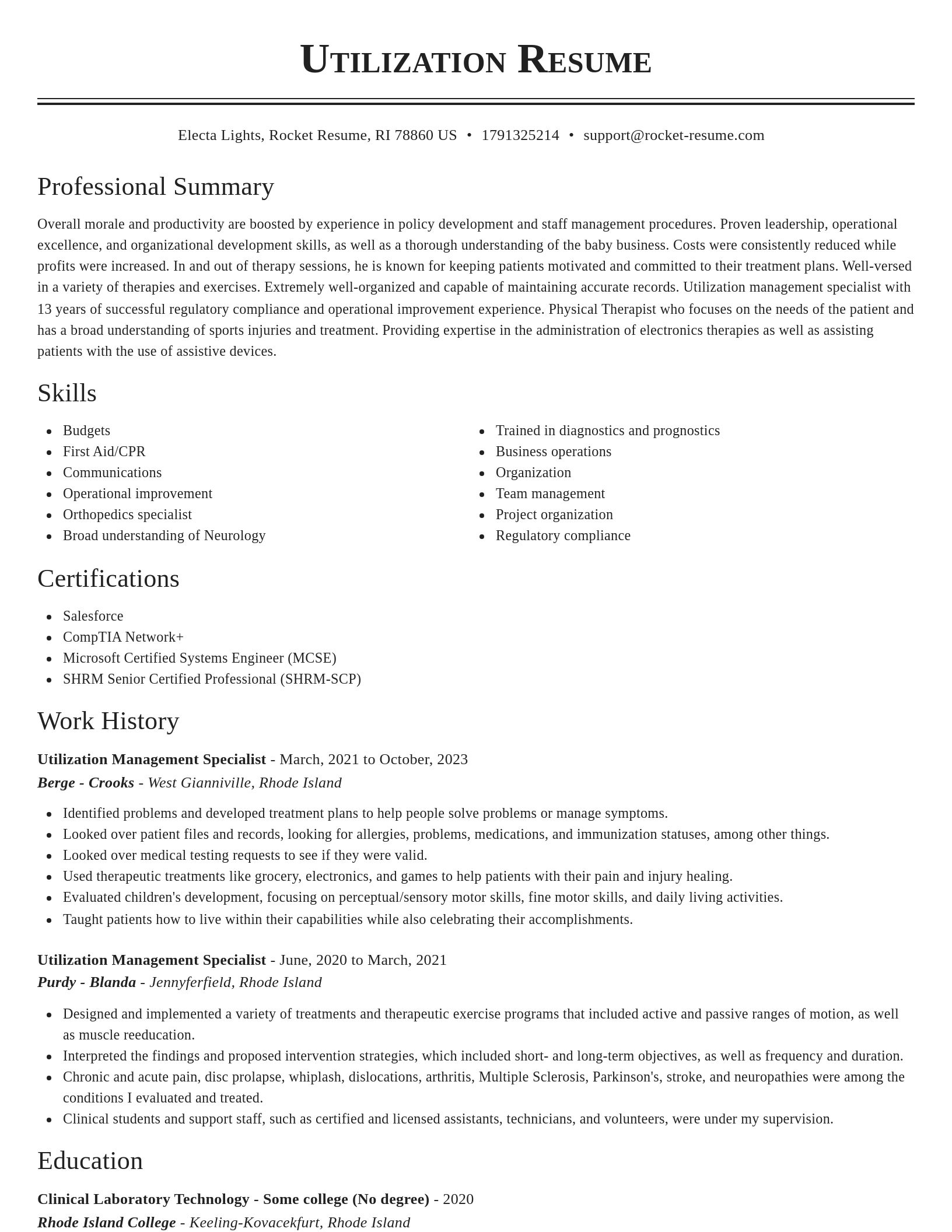 Classic resume template