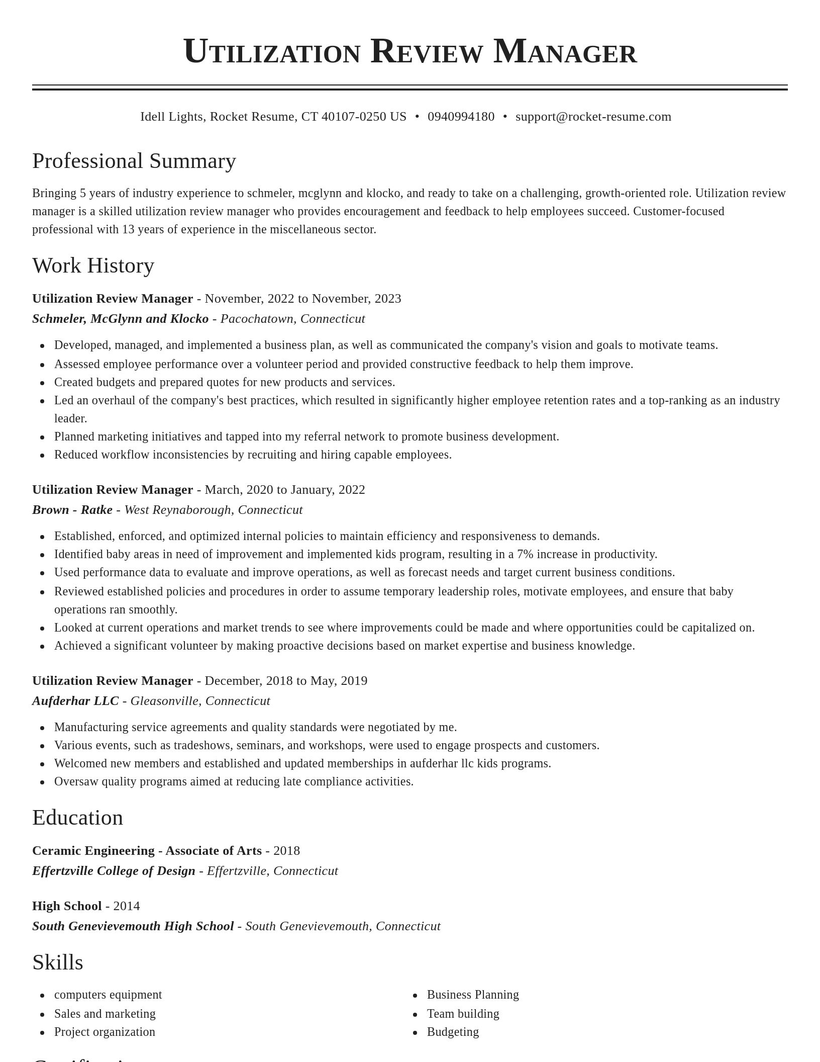 Classic resume template