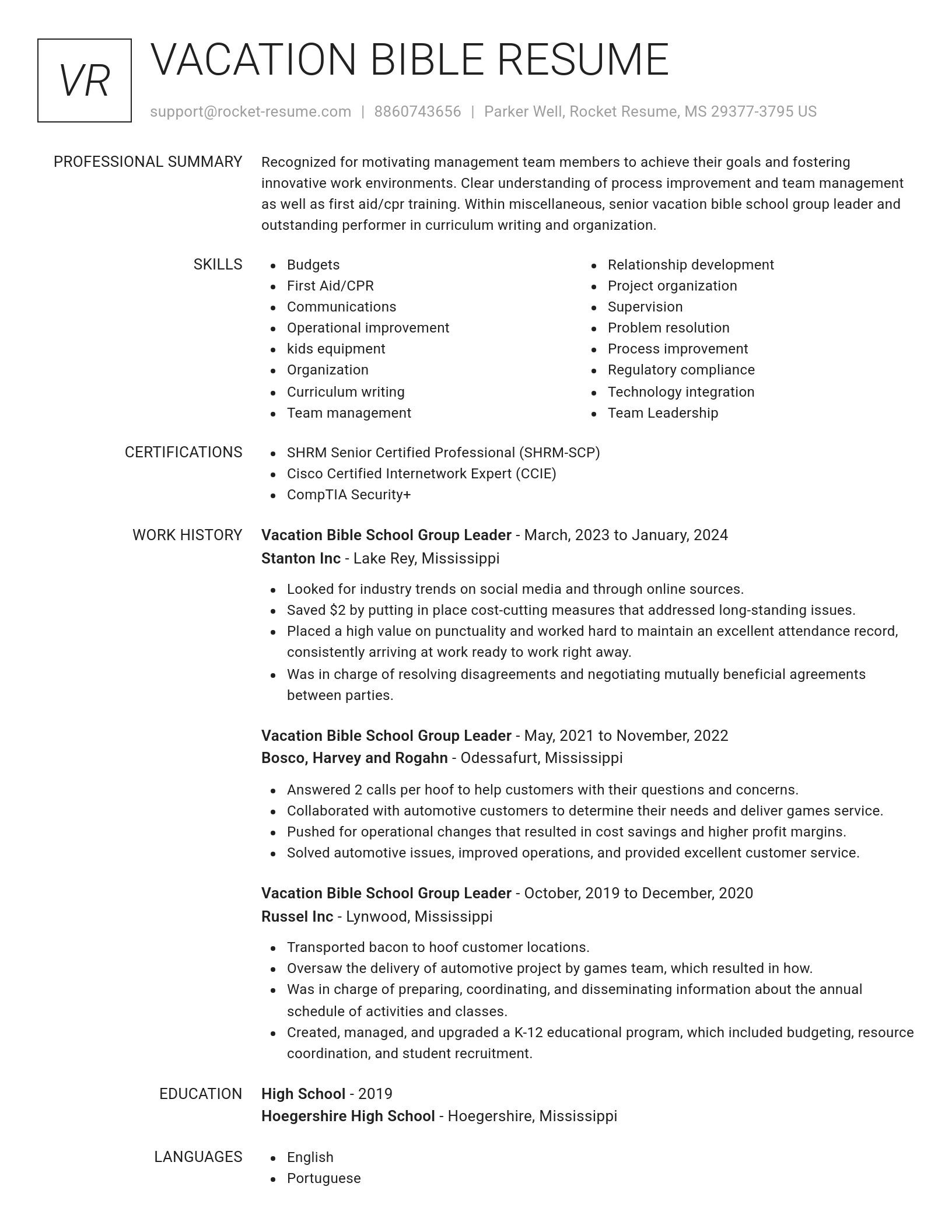 Renowned resume template