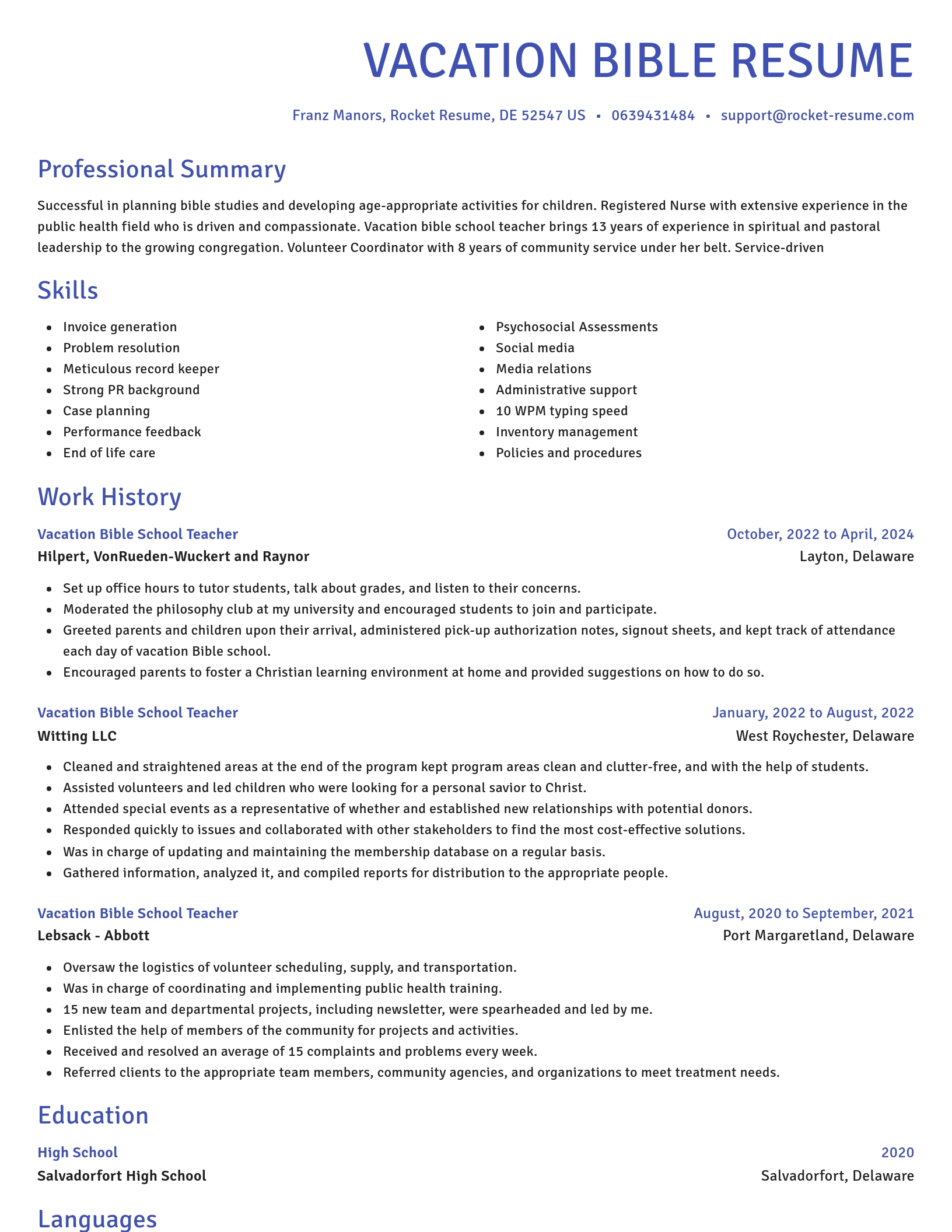 Novel resume template