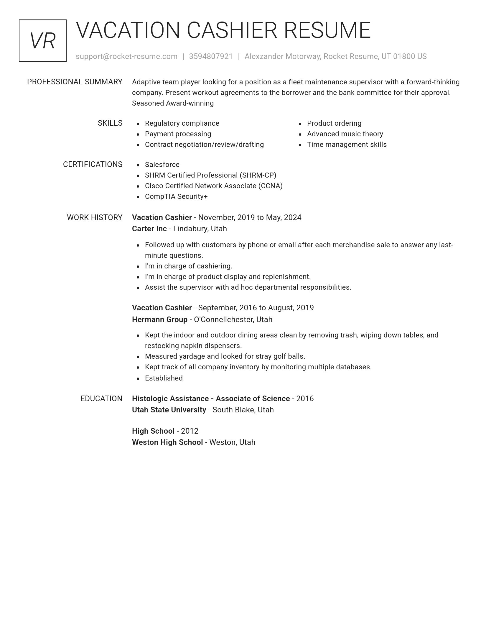 Renowned resume template