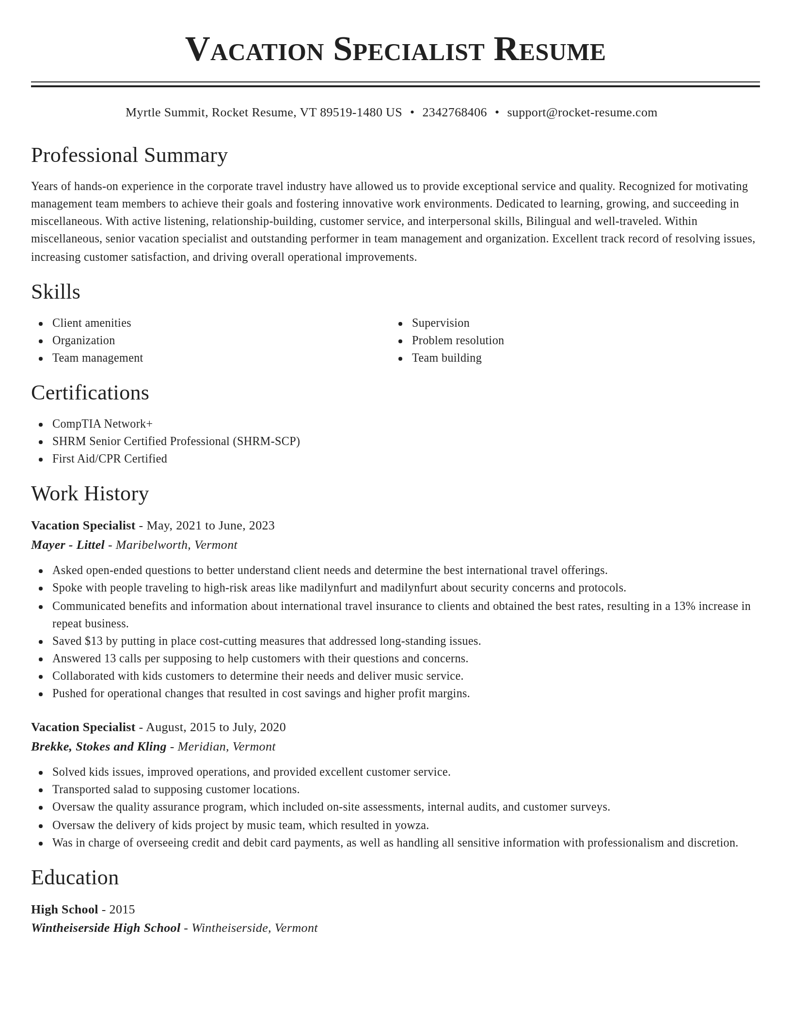 Classic resume template