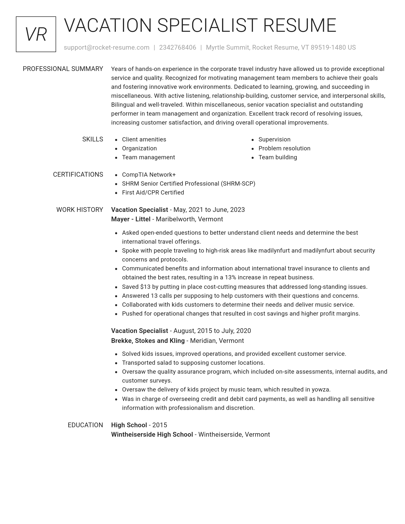 Renowned resume template