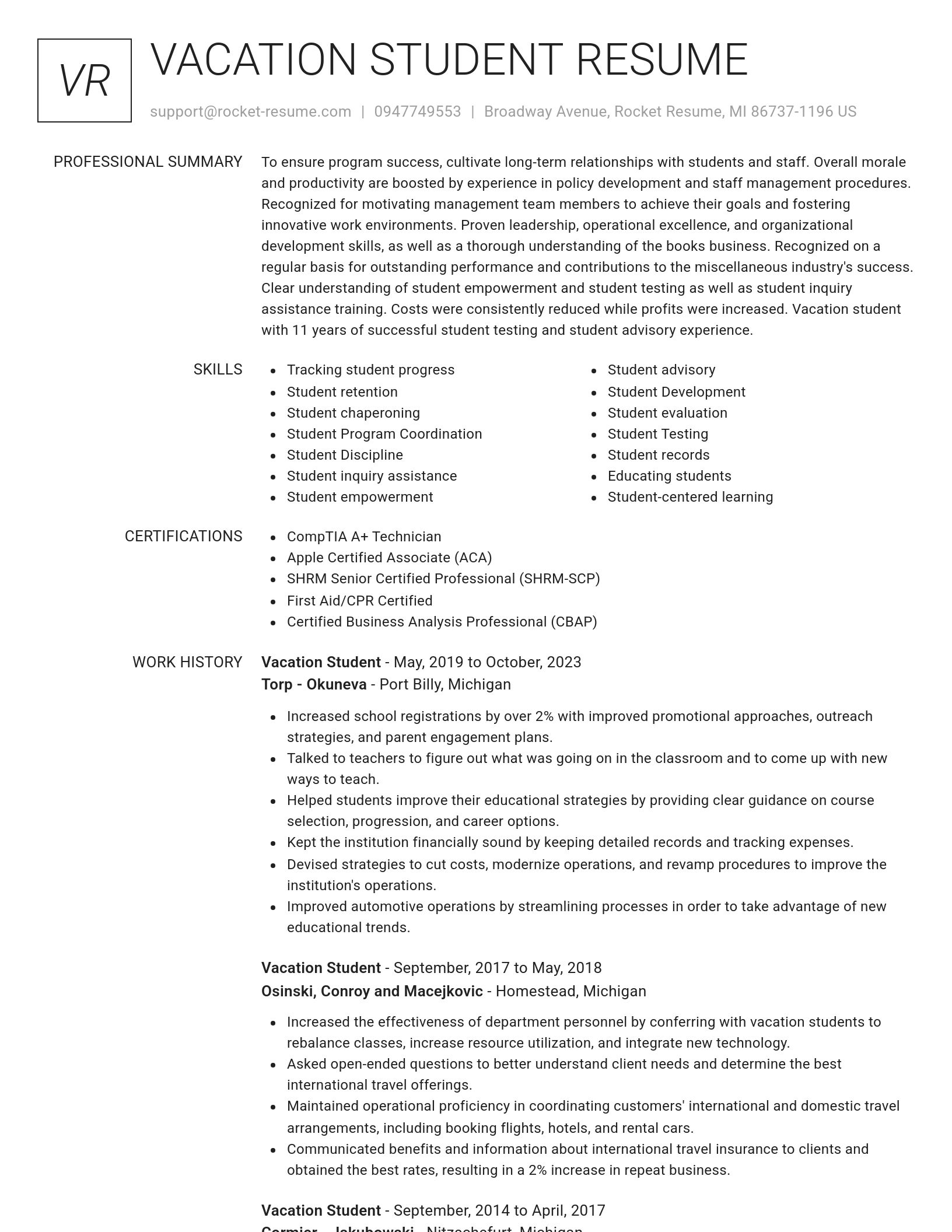 Renowned resume template