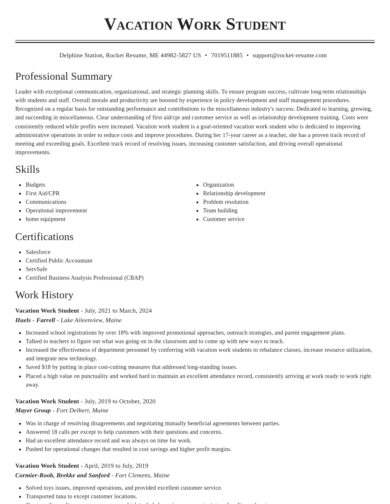 Classic resume template