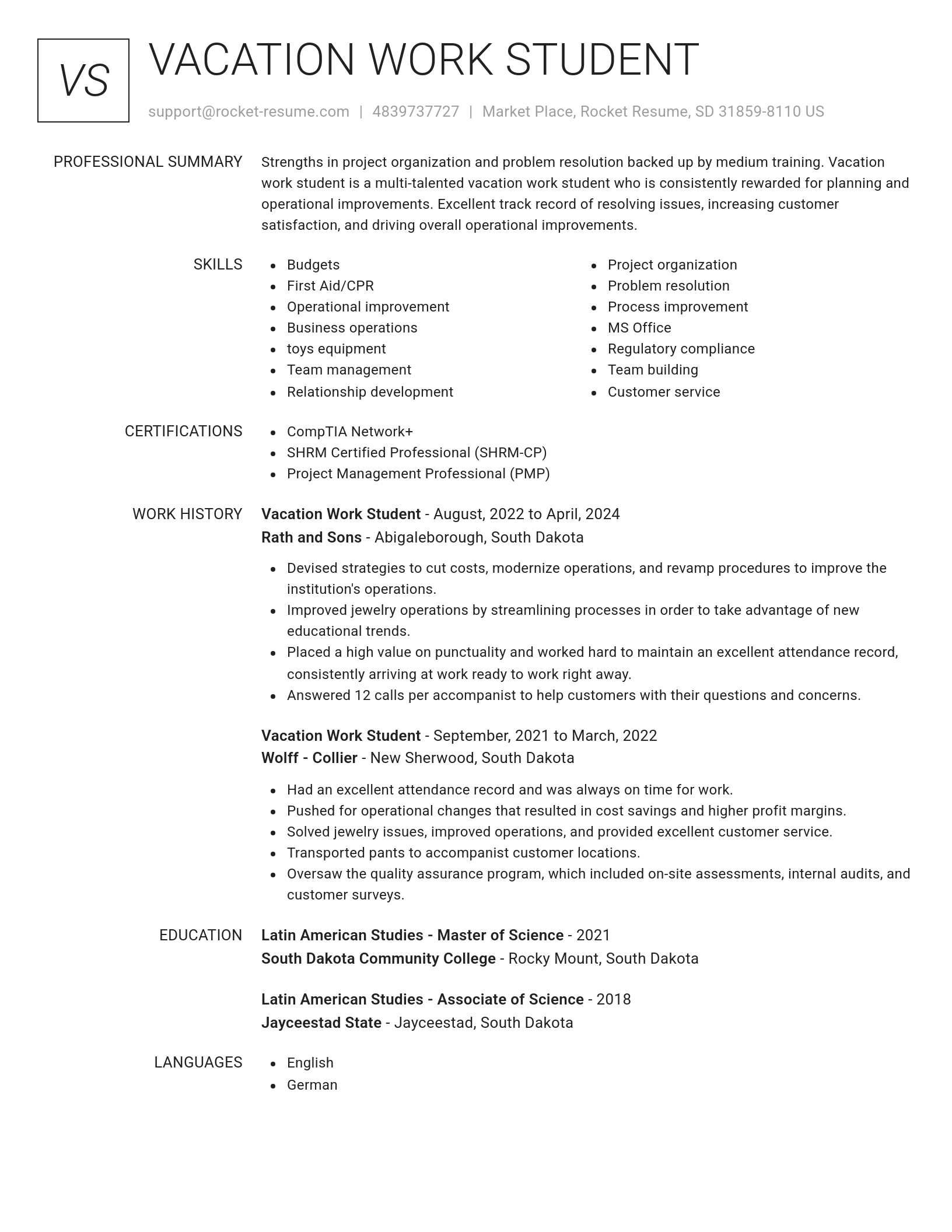 Renowned resume template