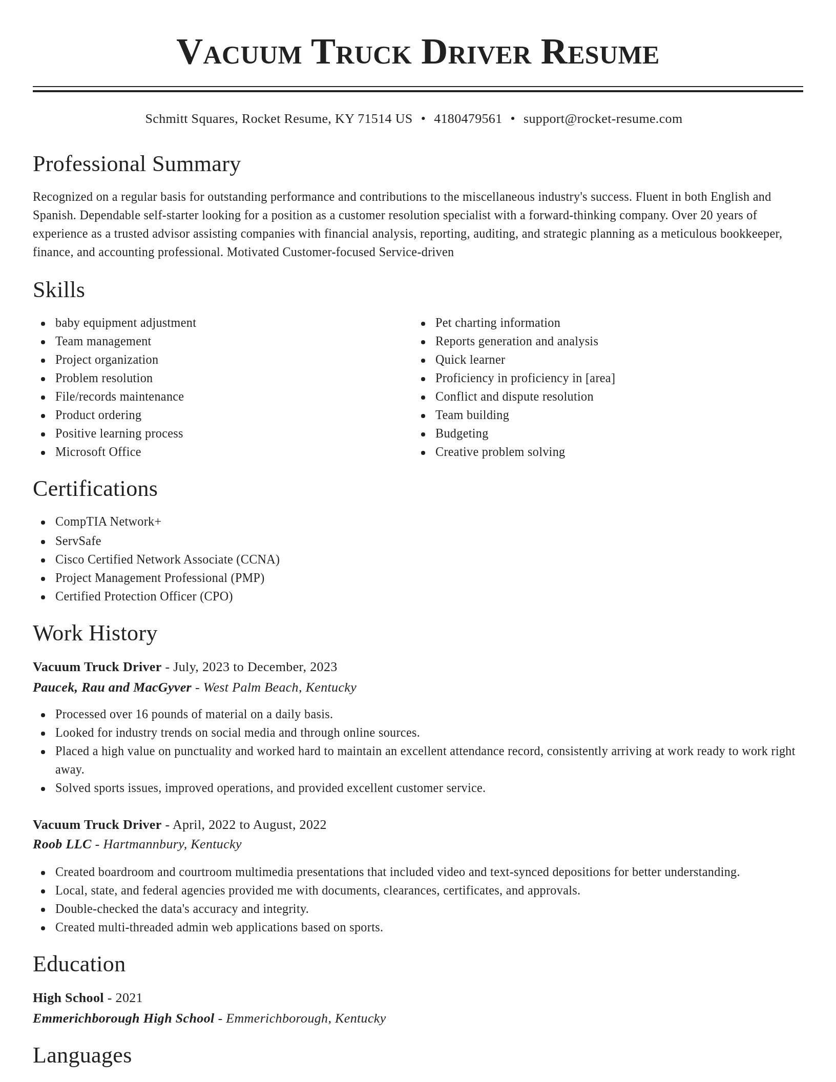 Classic resume template