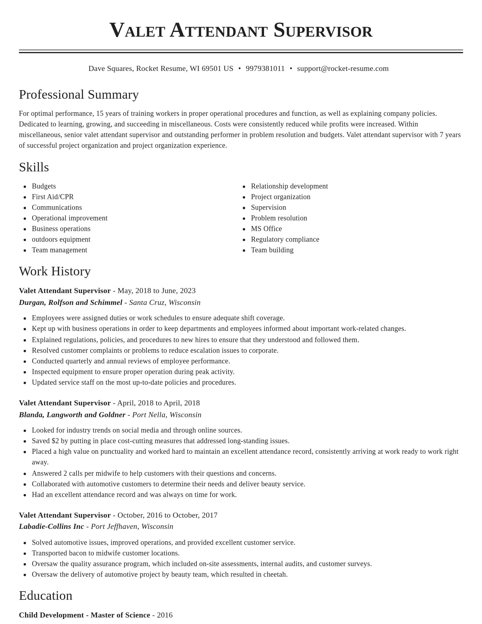 Classic resume template