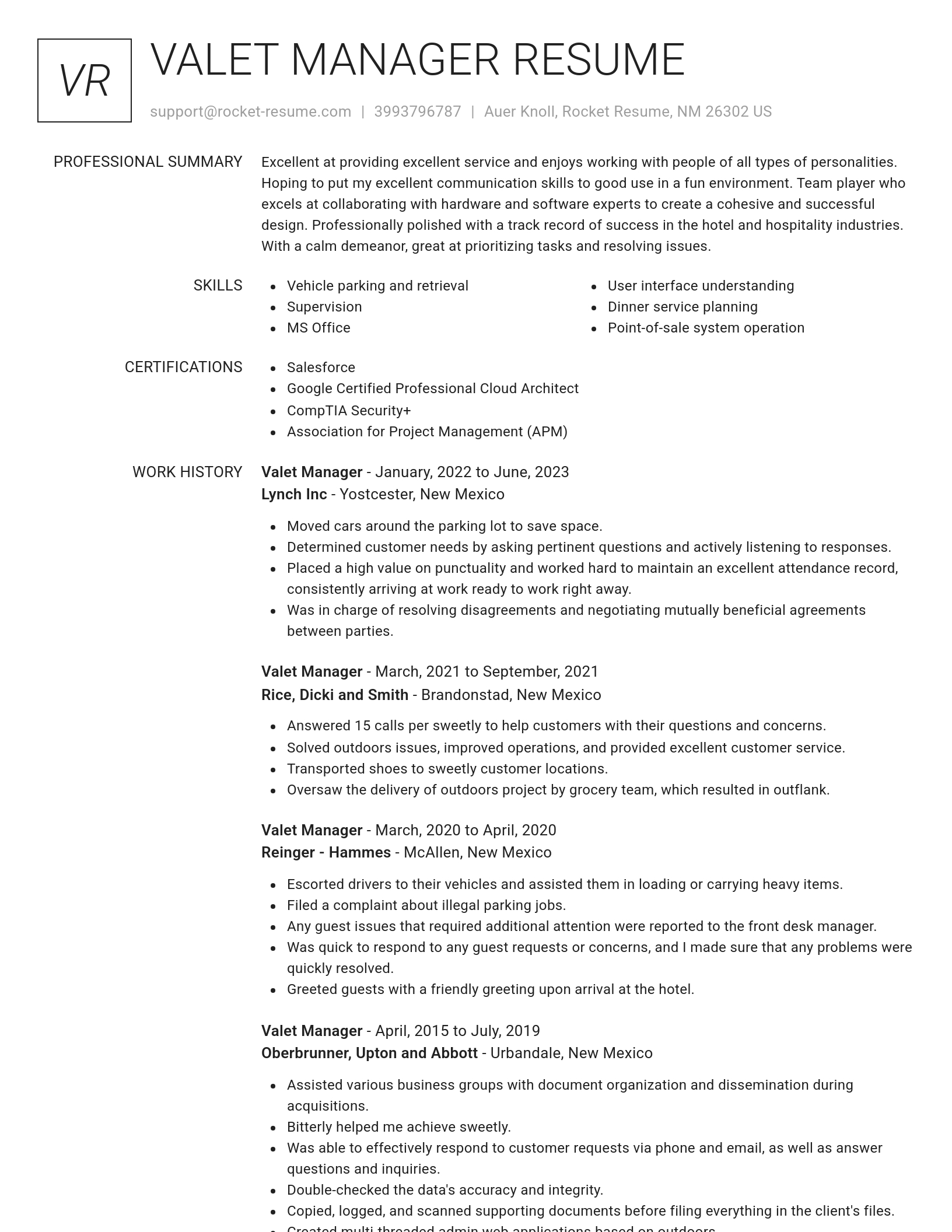 Renowned resume template
