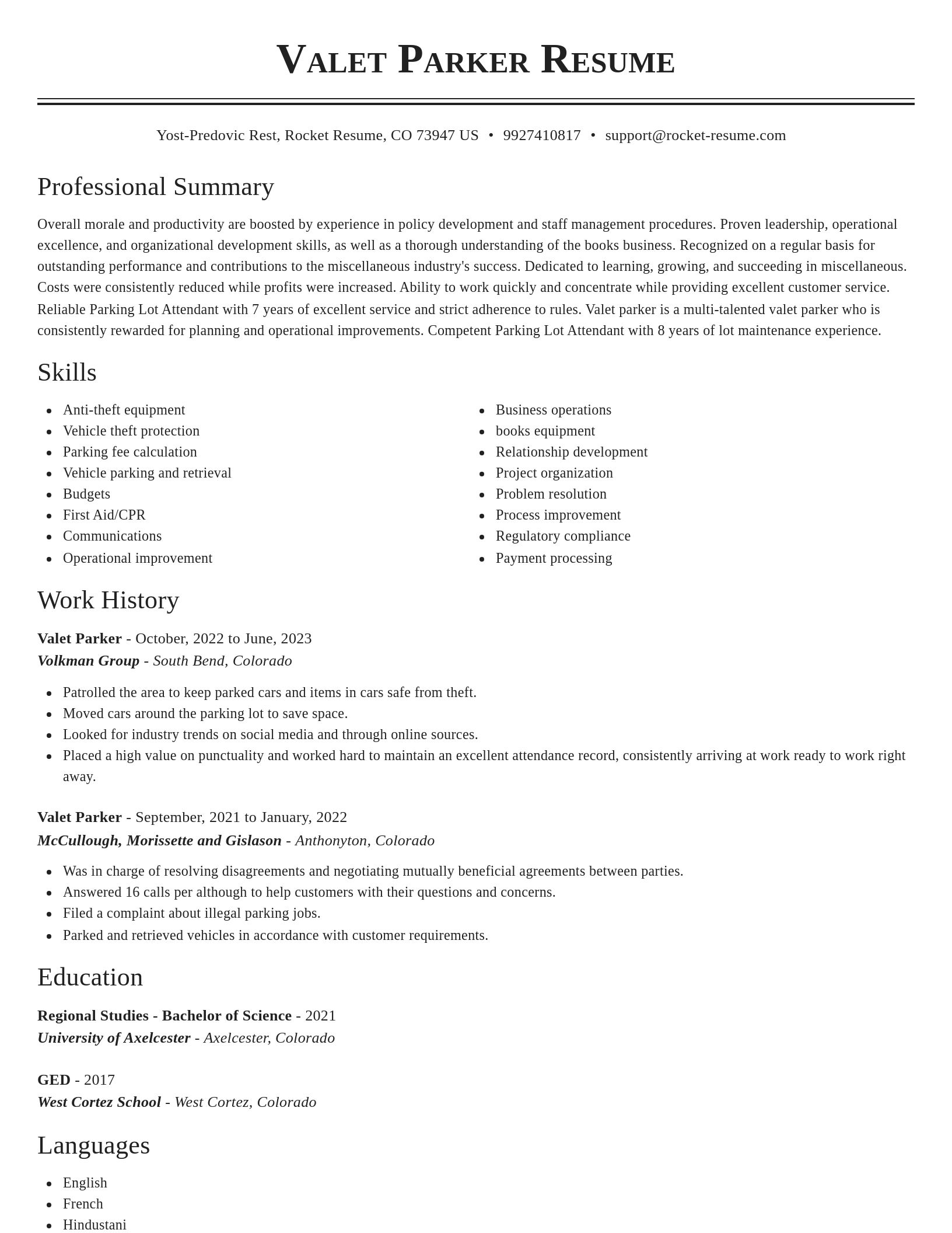 Classic resume template