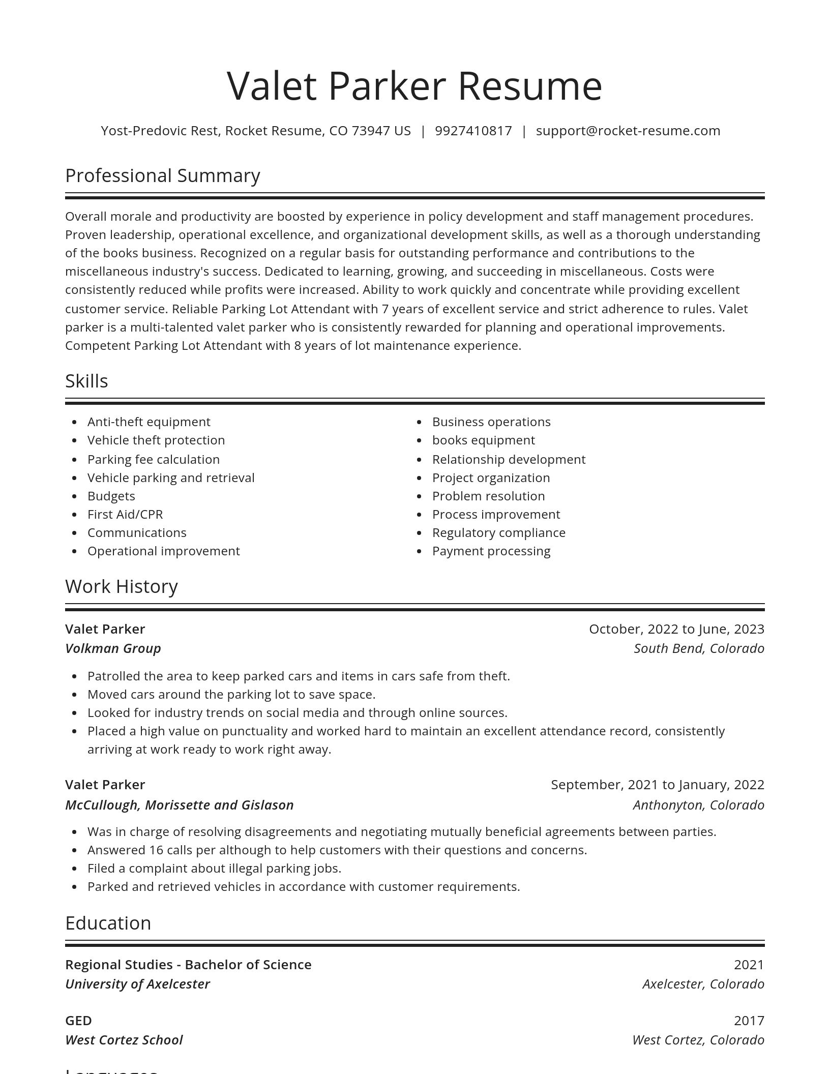 Spotlight resume template