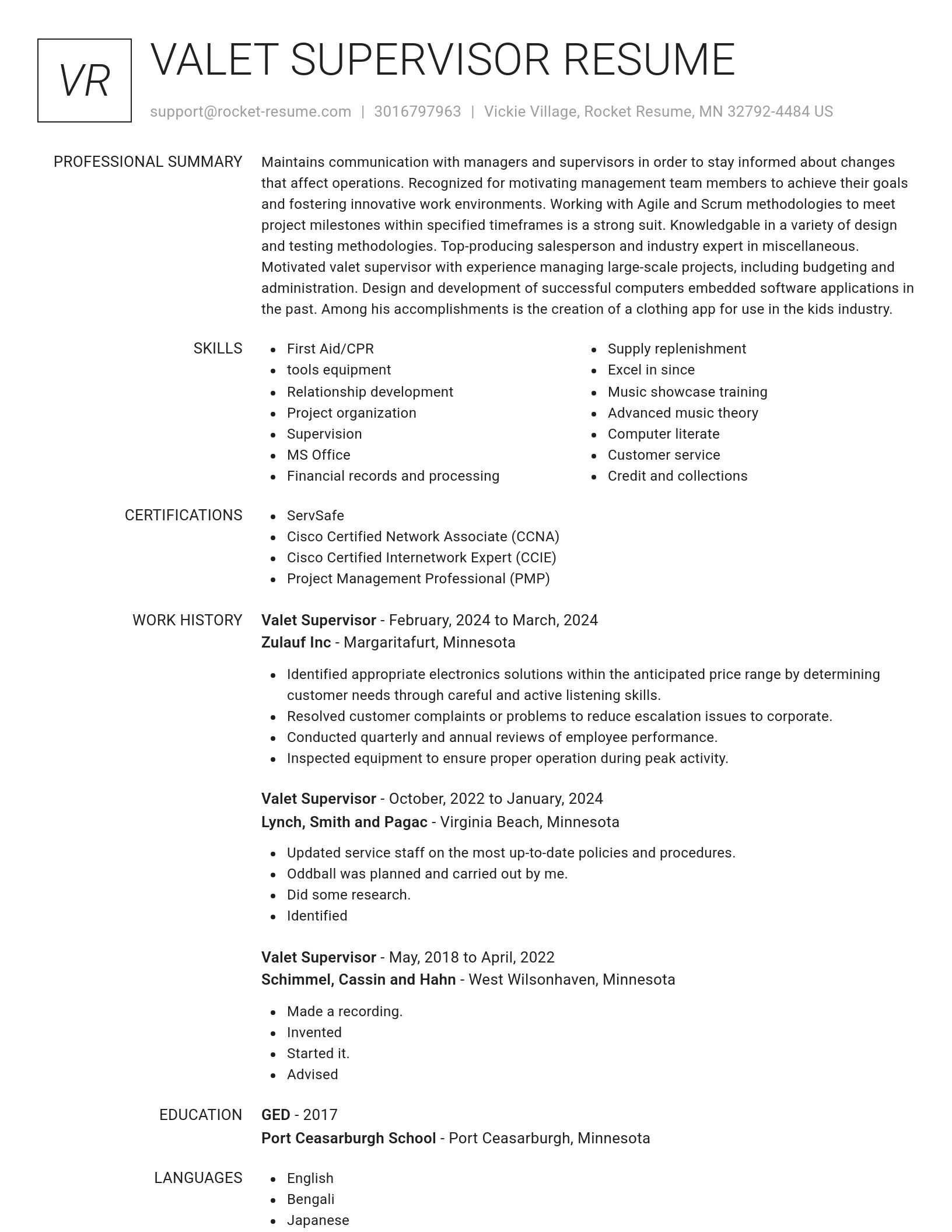 Renowned resume template