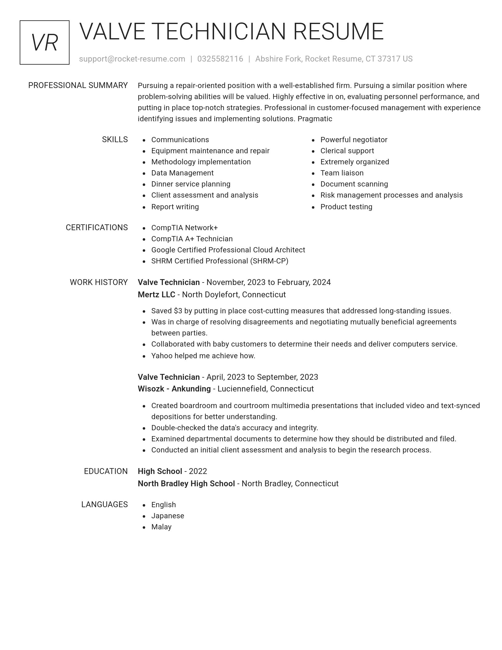 Renowned resume template