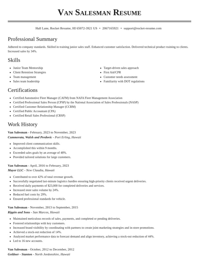 Classic resume template