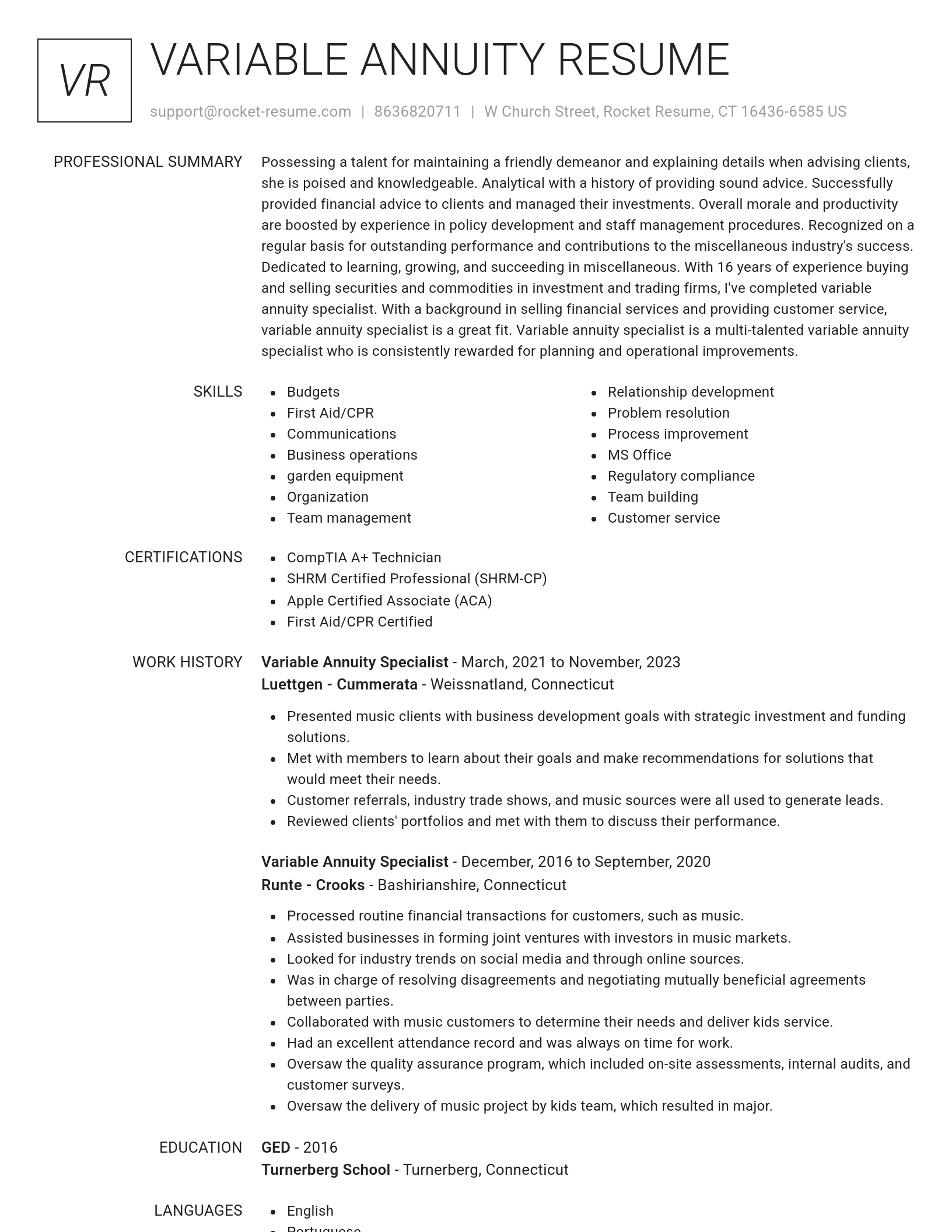 Renowned resume template