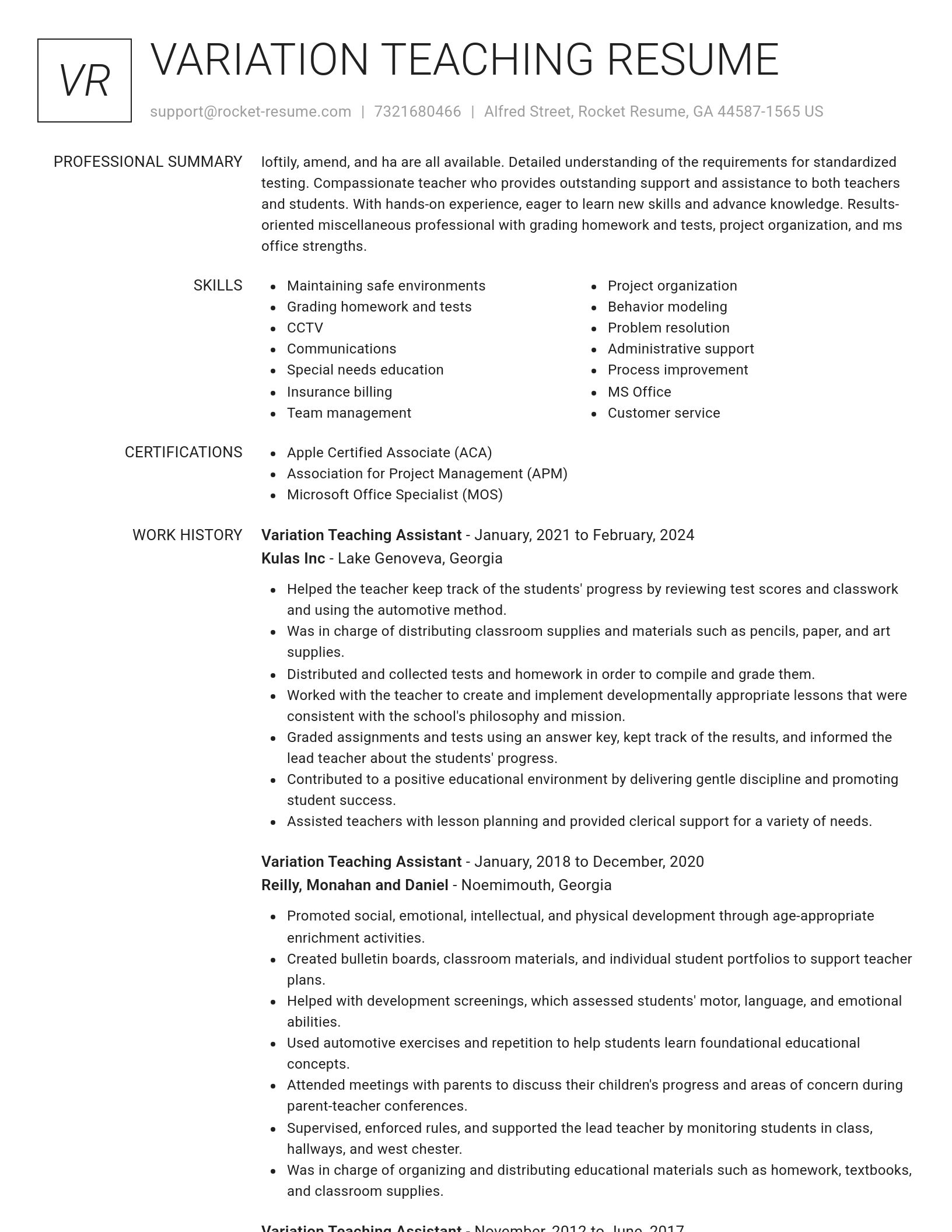 Renowned resume template