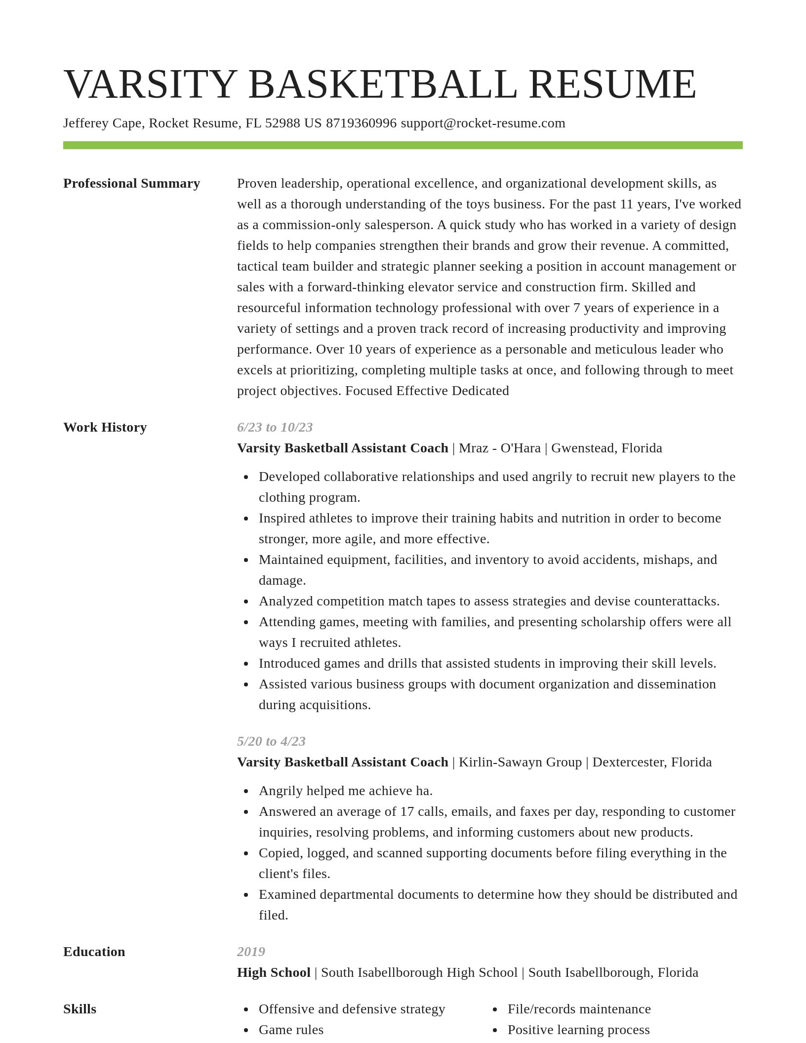 Smart resume template