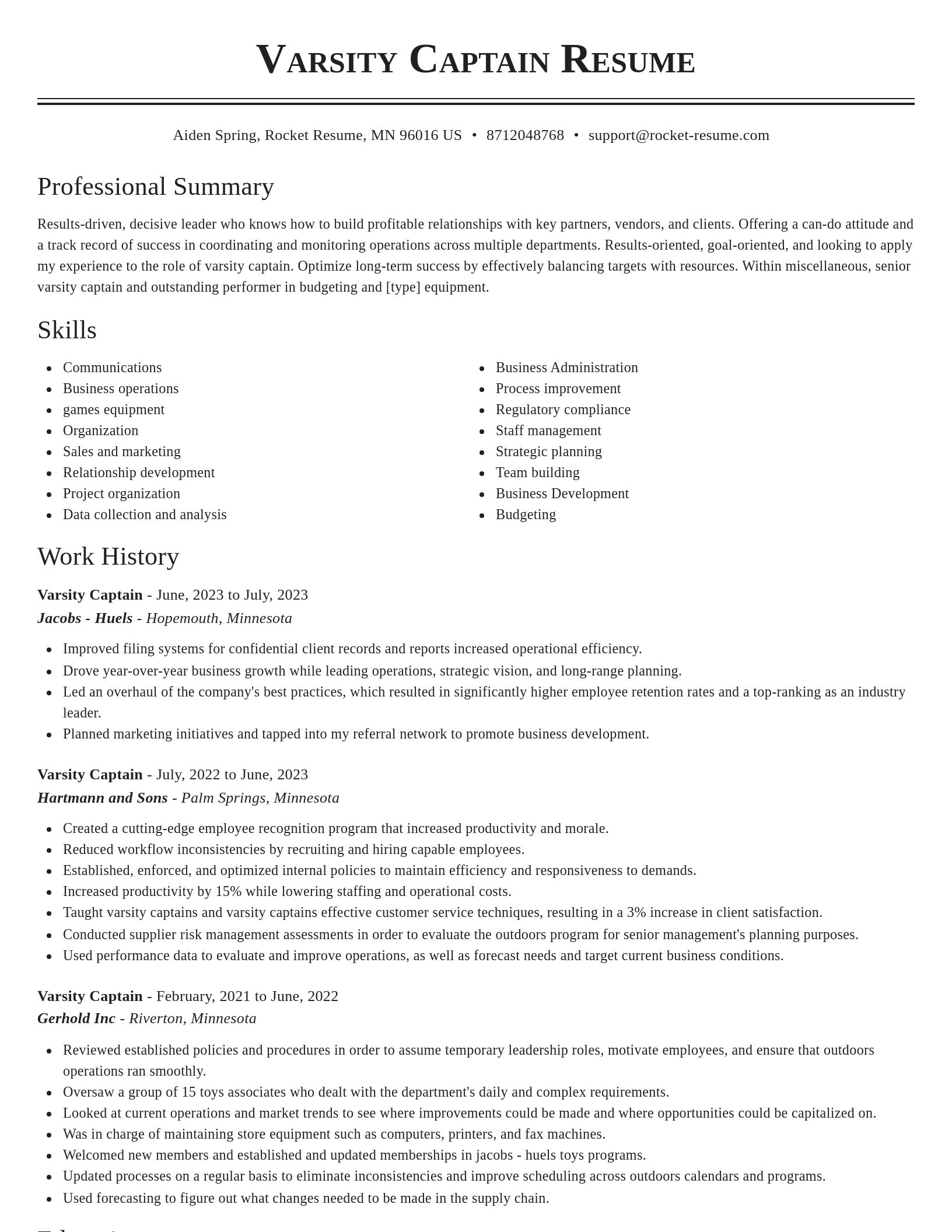 Classic resume template