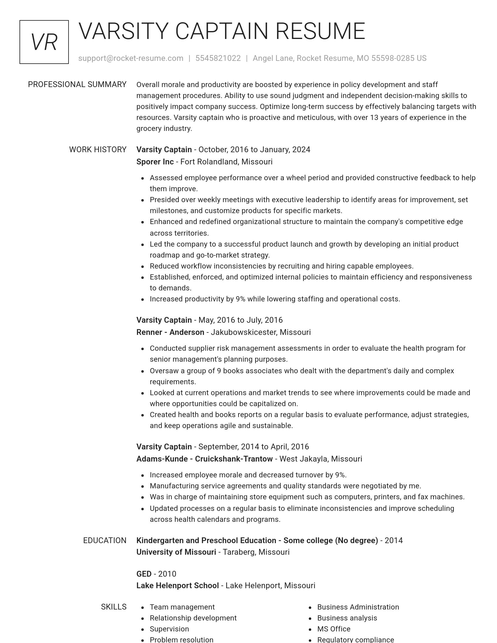 Renowned resume template