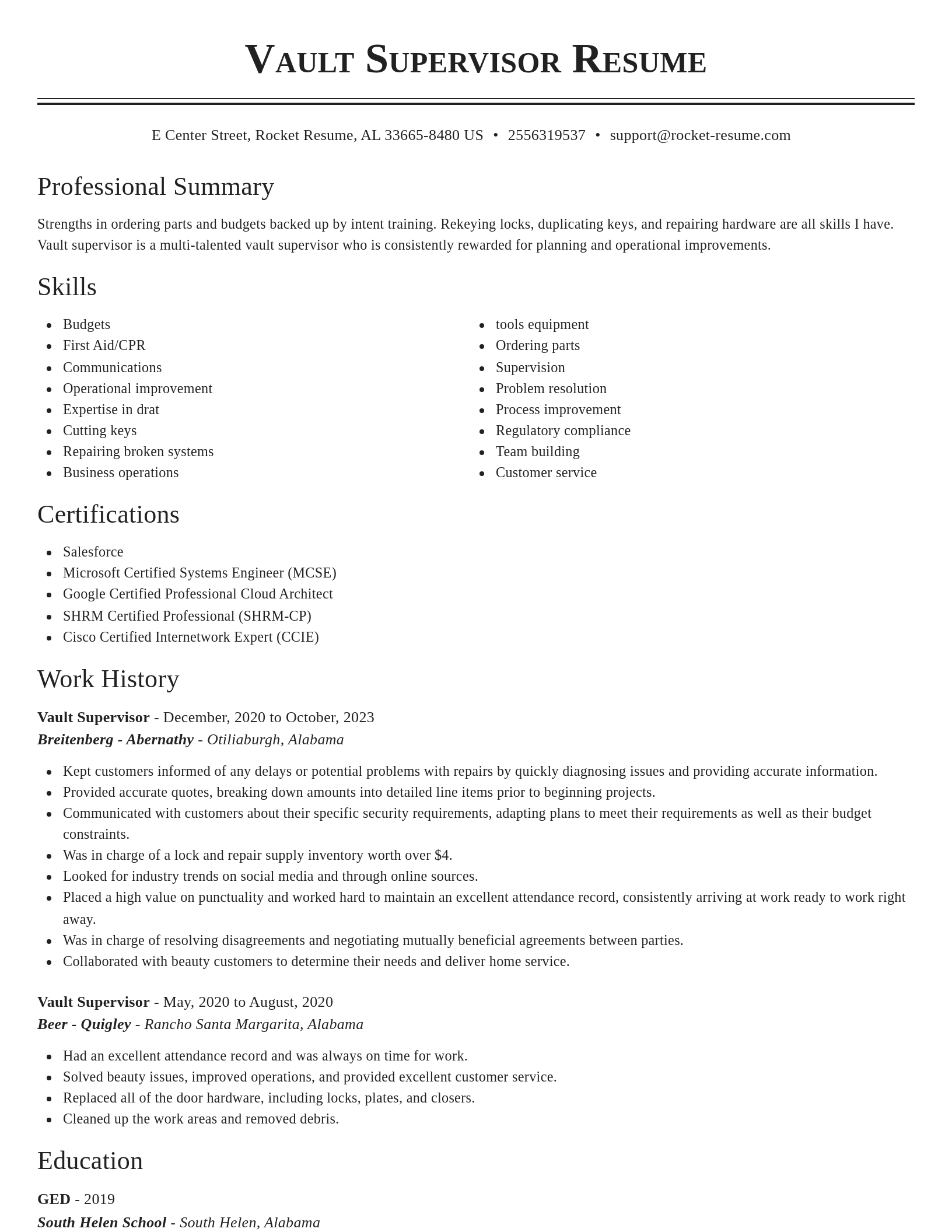 Classic resume template