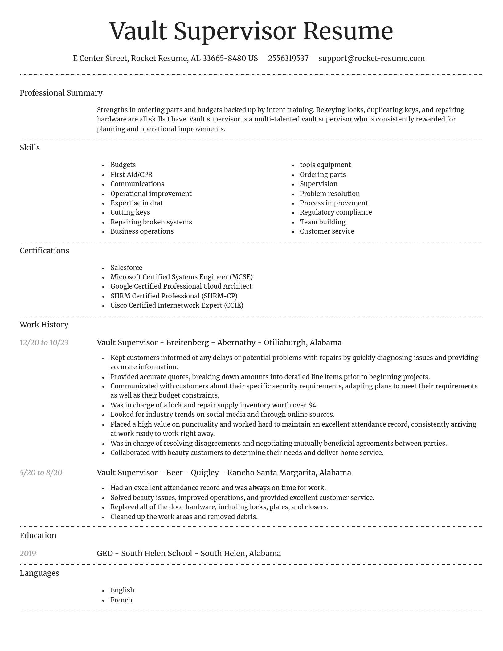 Dignified resume template